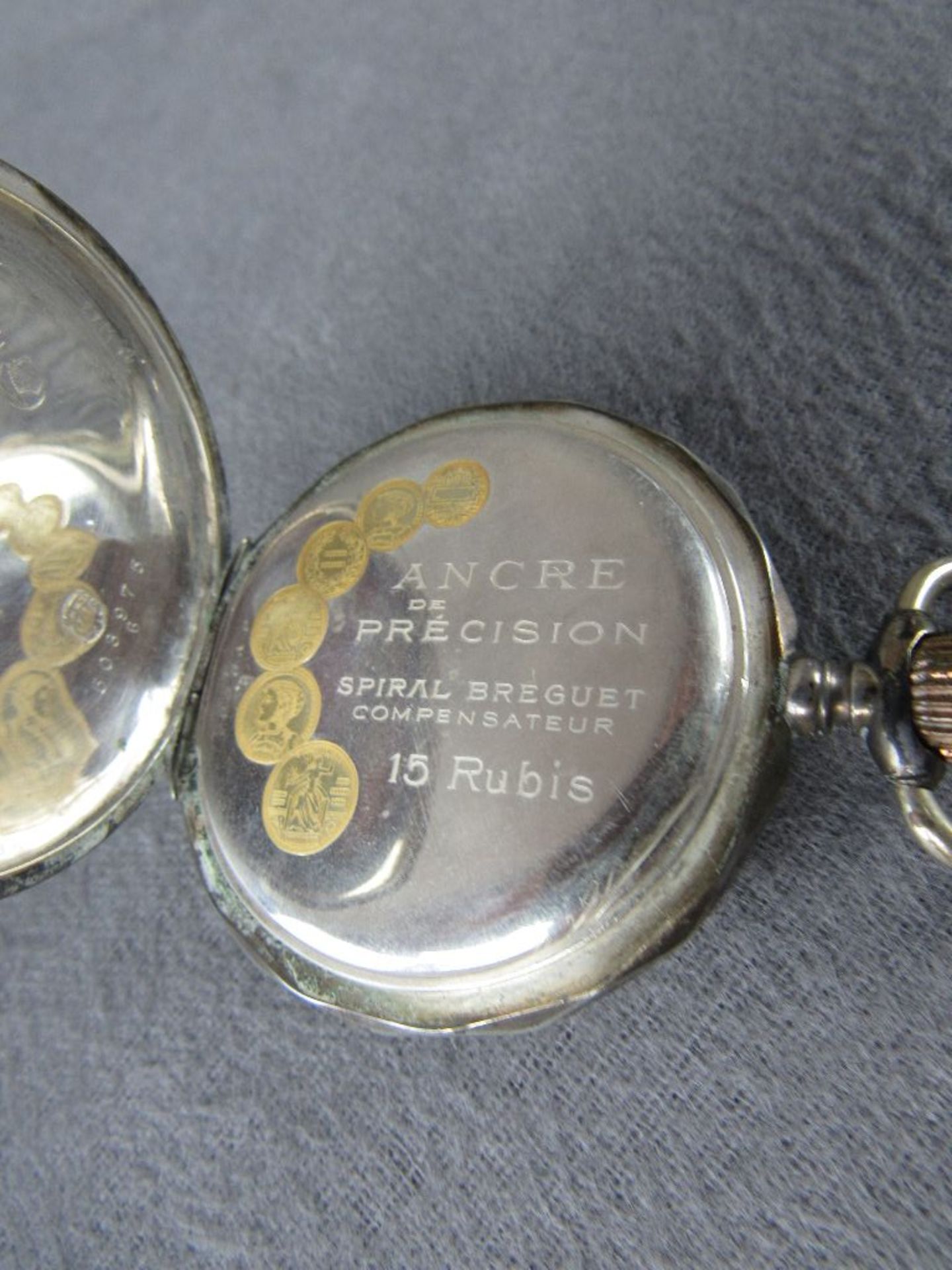 Herrentaschenuhr 800er Silber Ancre Precision Spiral Breguet ungeprüft - Image 4 of 6