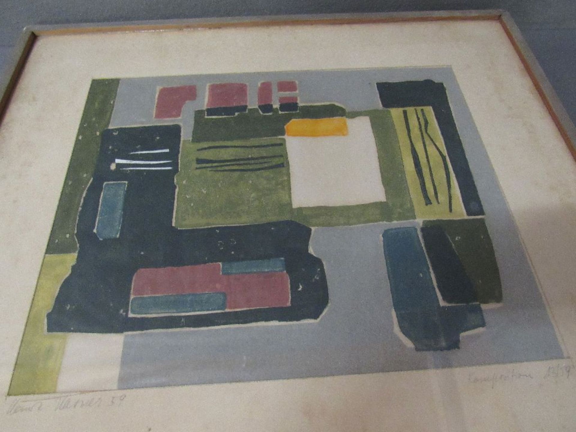 Bild von Heinz Nasner 1959 compositions 13/59 69,5x62cm Passepartout mit Stockflecken - Image 5 of 6