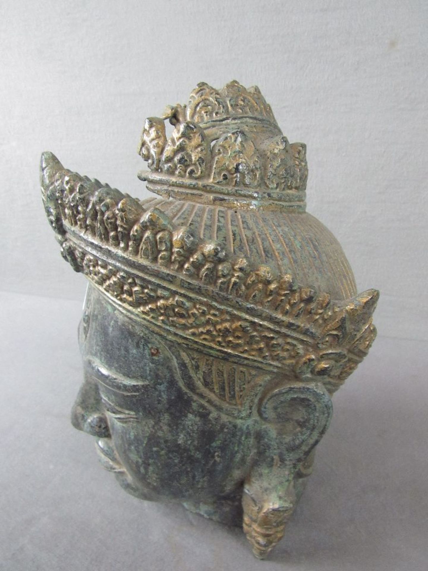 Bronzebüste asiatisch Khmer sehr schönes Objekt Höhe:31cm - Image 10 of 10
