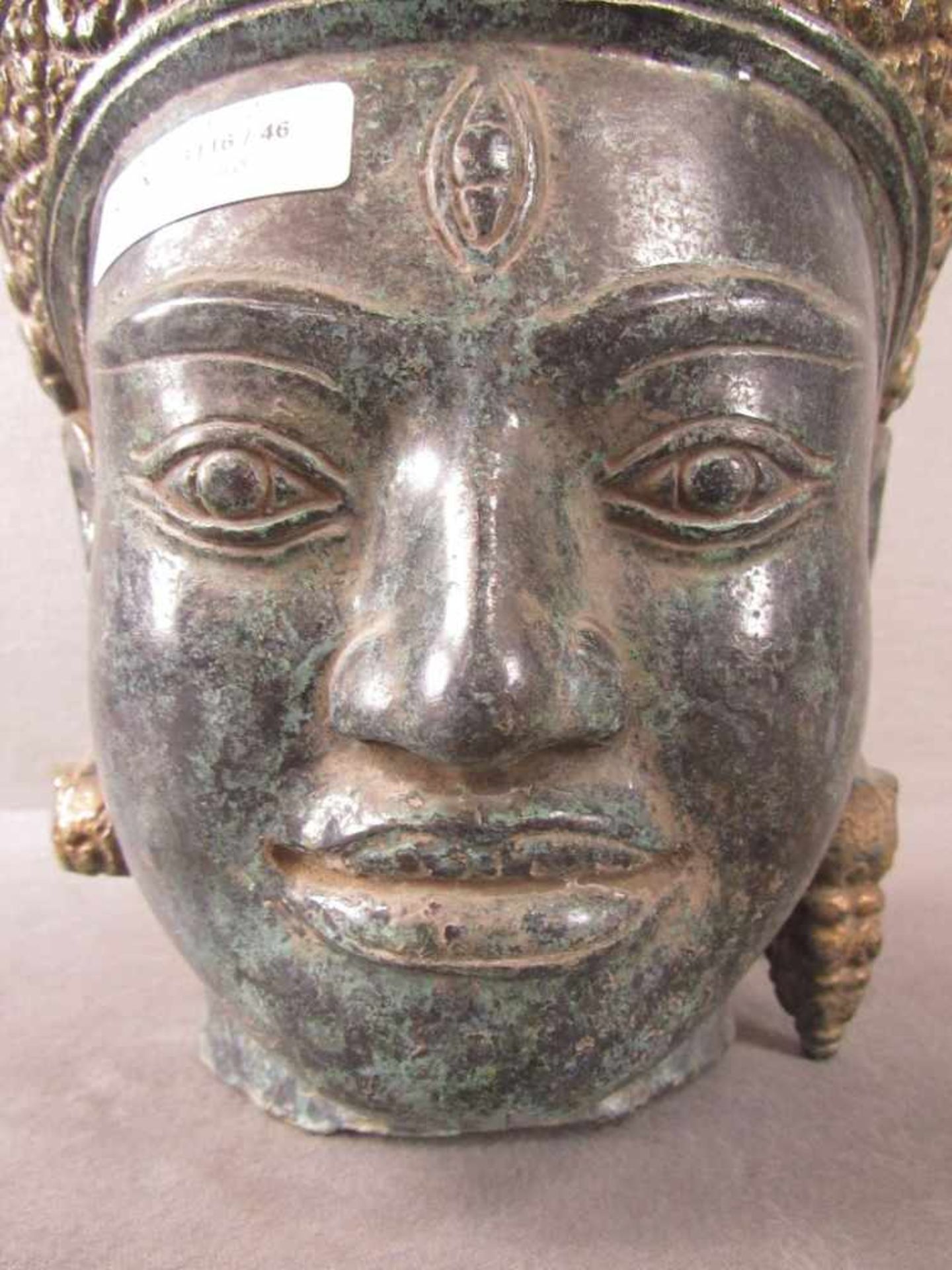Bronzebüste asiatisch Khmer sehr schönes Objekt Höhe:31cm - Image 6 of 10