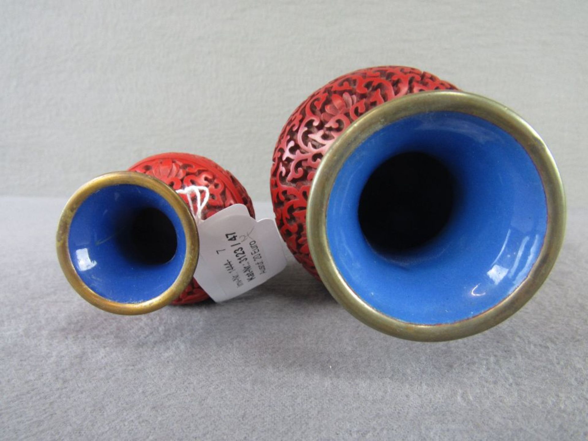 Zwei asiatische Cloisonne Vasen 16&10cm - Bild 3 aus 4