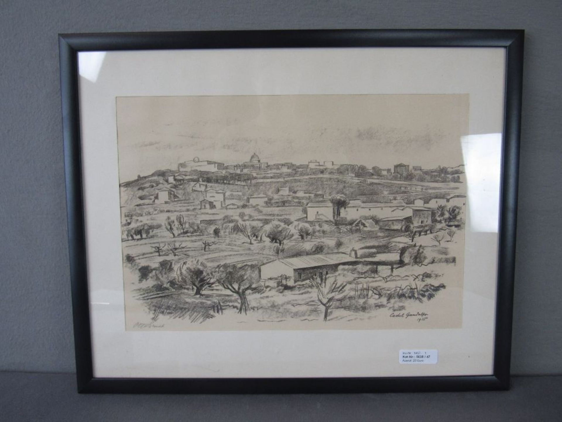 Grafik von Otto Ernst (1884-1967 Schweiz) Castel Gandolfo 1935 57x46cm signiert - Image 2 of 6