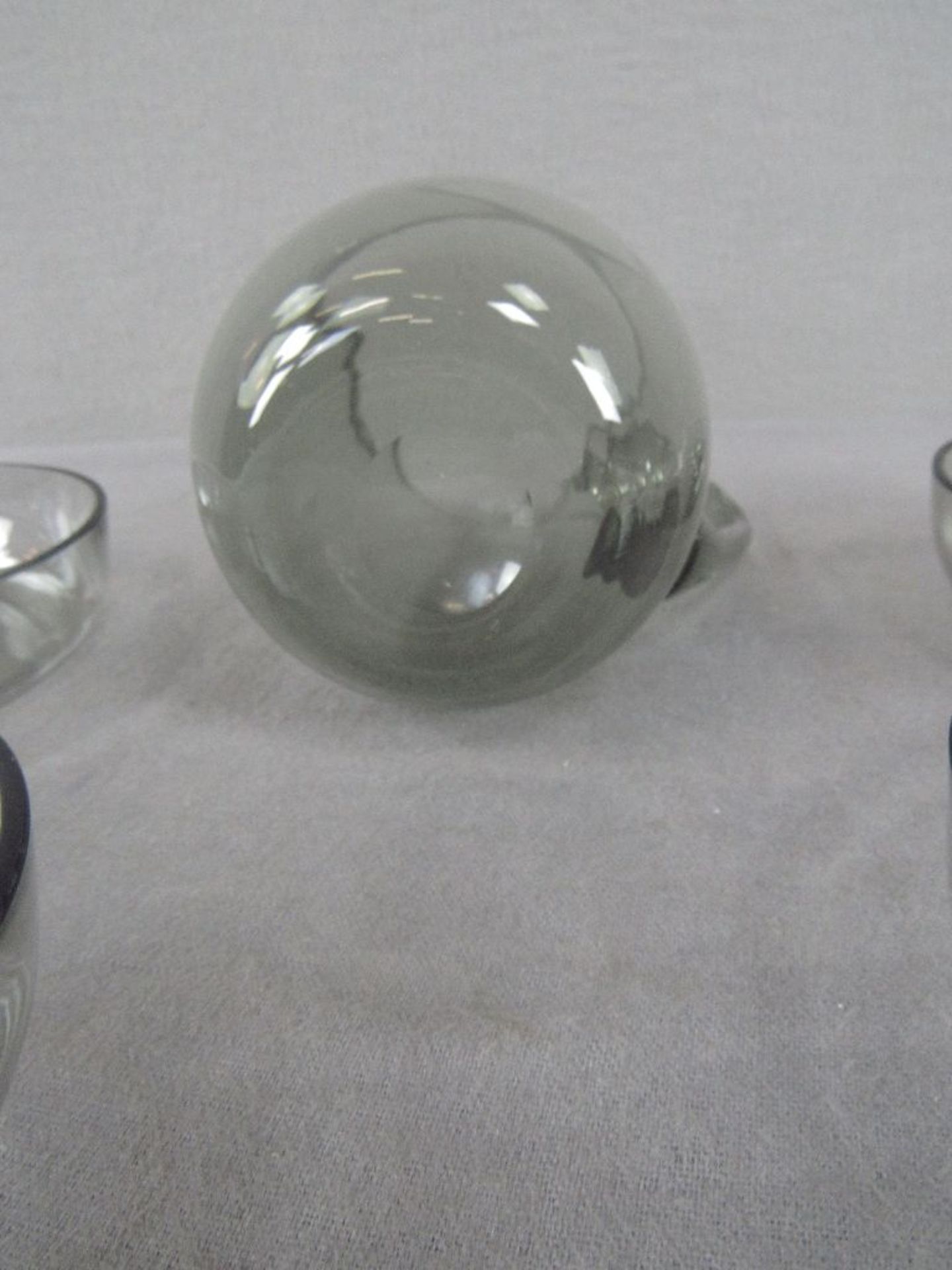 Glasset evtl Wagenfeld Rauchglas Kanne und Schälchen teilweise bestoßen - Bild 4 aus 4