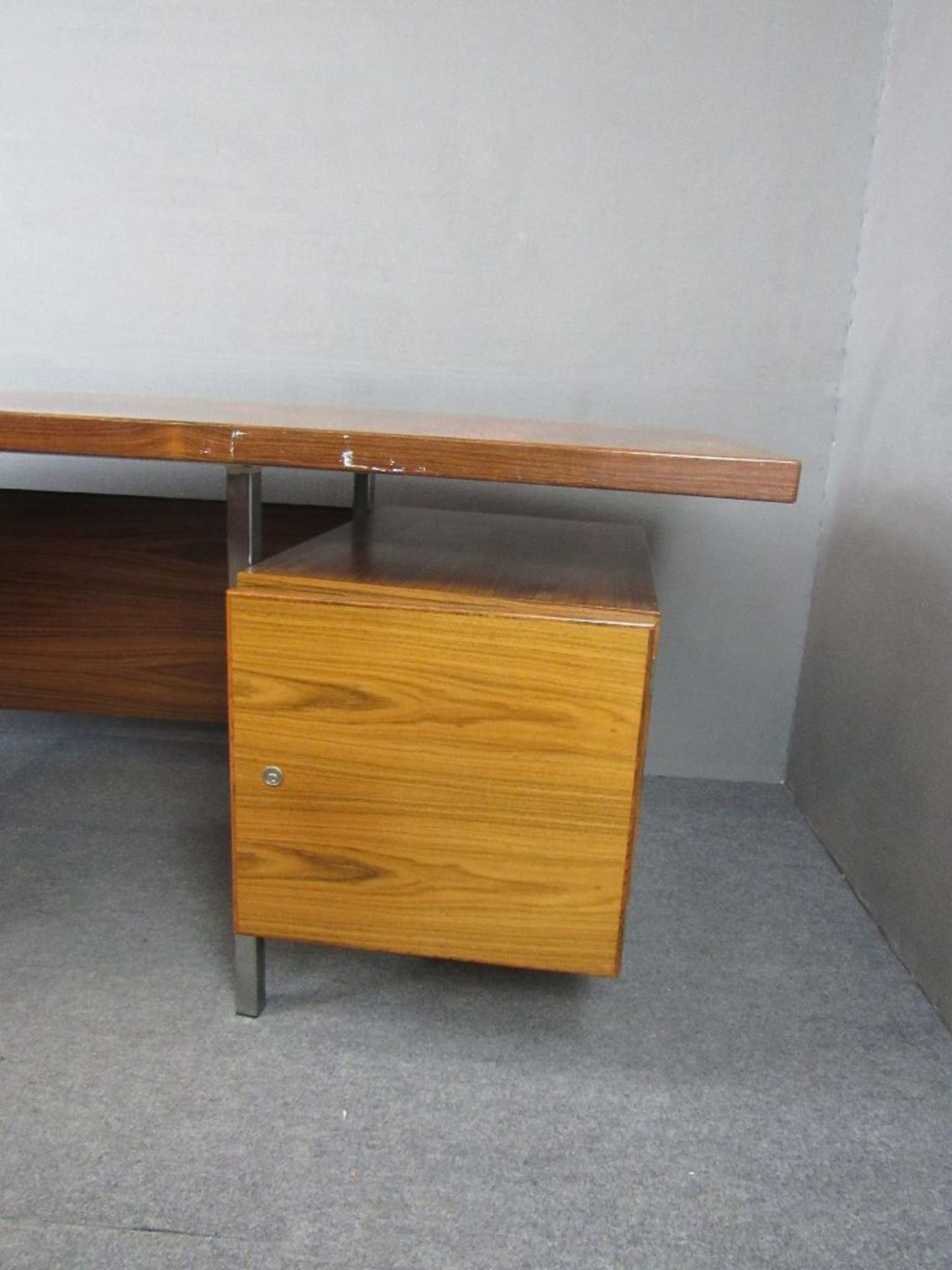 Designer Schreibtisch 60er Jahre ca.185x78cm geschwungene Form - Bild 3 aus 8