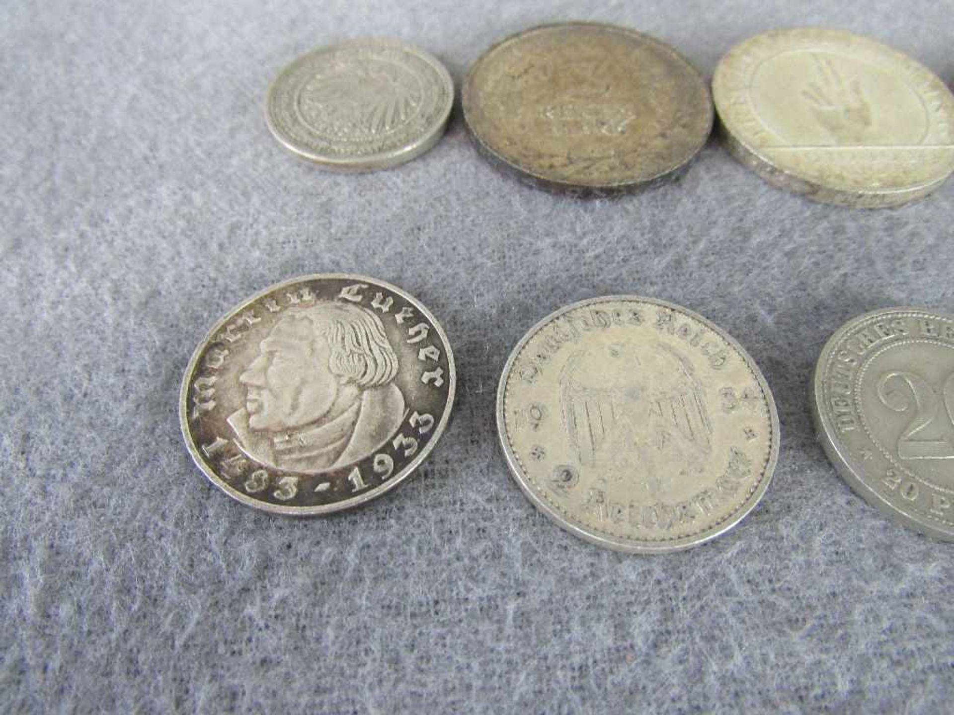 Diverse Silbermünzen Deutsches Reich und 20 Pfennig Stück 19. Jahrhundert - Bild 2 aus 6