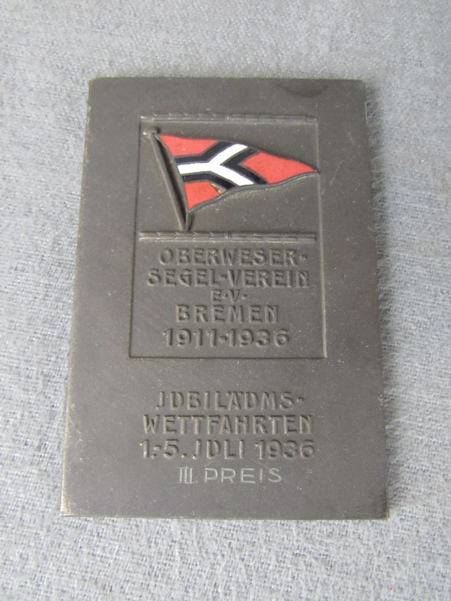 Bronzeplakette 3. Reich dritter Preis Bremen 9x6cm