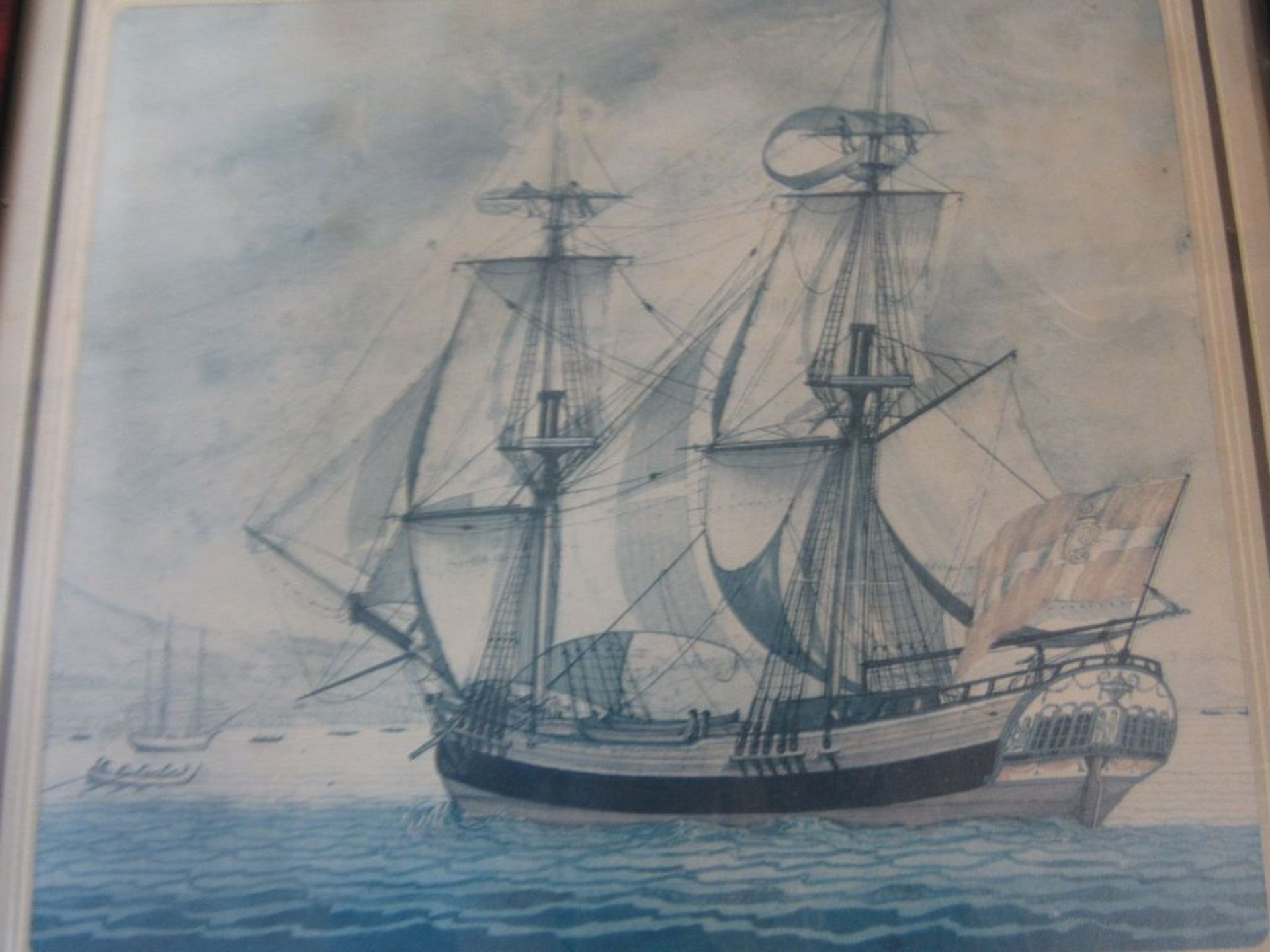 Konvolut von 12 gerahmten Grafiken hinter Glas in Holzleiste maritime Motive diverse Segelschiffe - Image 2 of 7