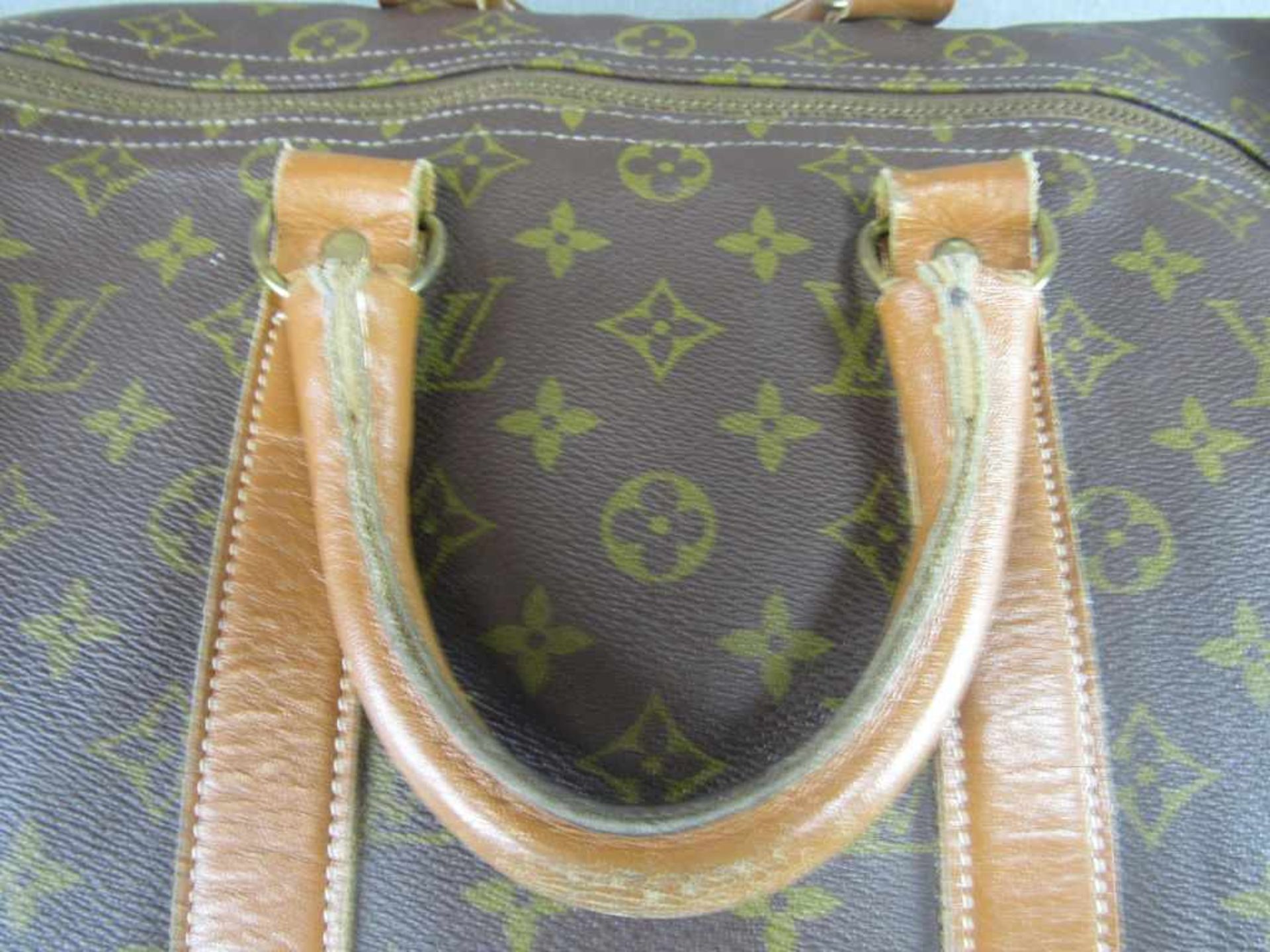 Vintage 60er Jahre Reisetasche LV stark benutzt Schließer defekt ca.54cm lang - Image 3 of 5