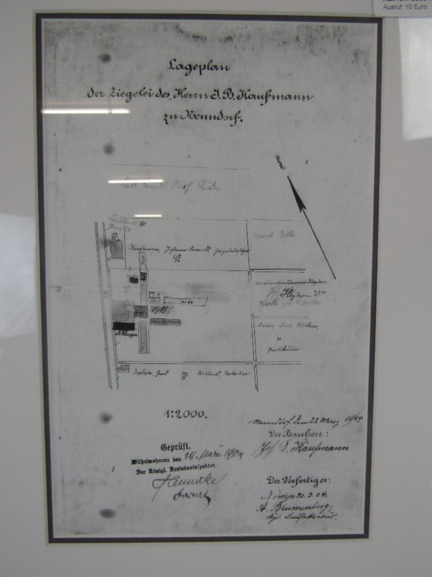 Gerahmte Zeichnungen Lageplan gerahmt 99x42cm