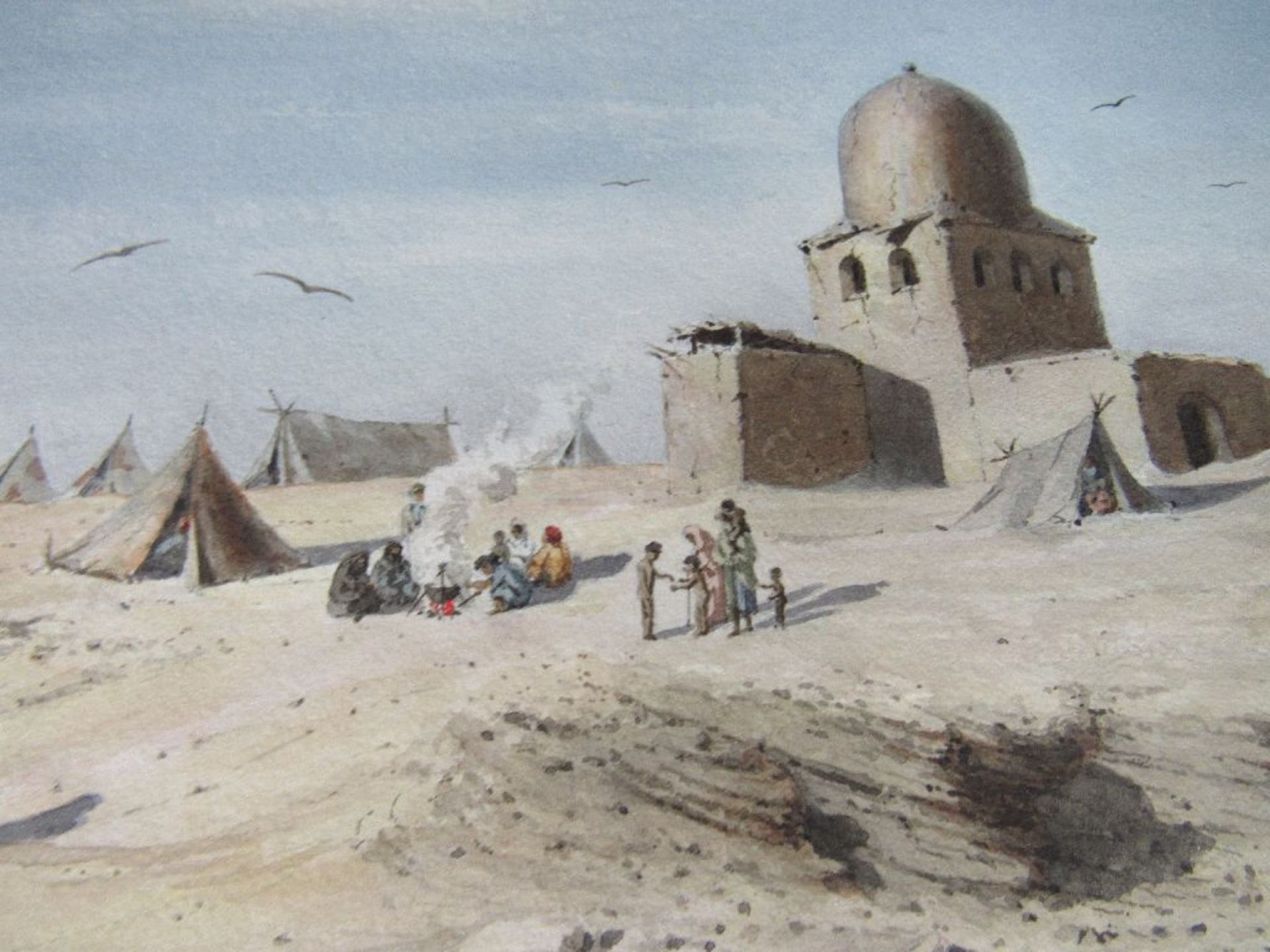 Schöne Sammlung Gemälde wohl feine Aquarelle Mitbringsel um 1900 aus Ägypten 48 Exemplare komplett - Bild 12 aus 13