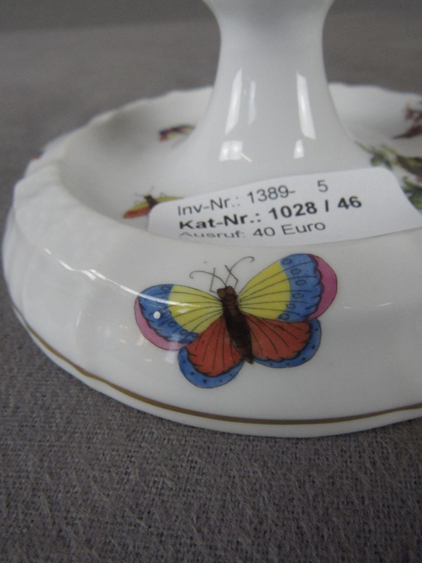 Großer Kerzenleuchter Herend Schmetterling 15cm hoch - Bild 3 aus 6