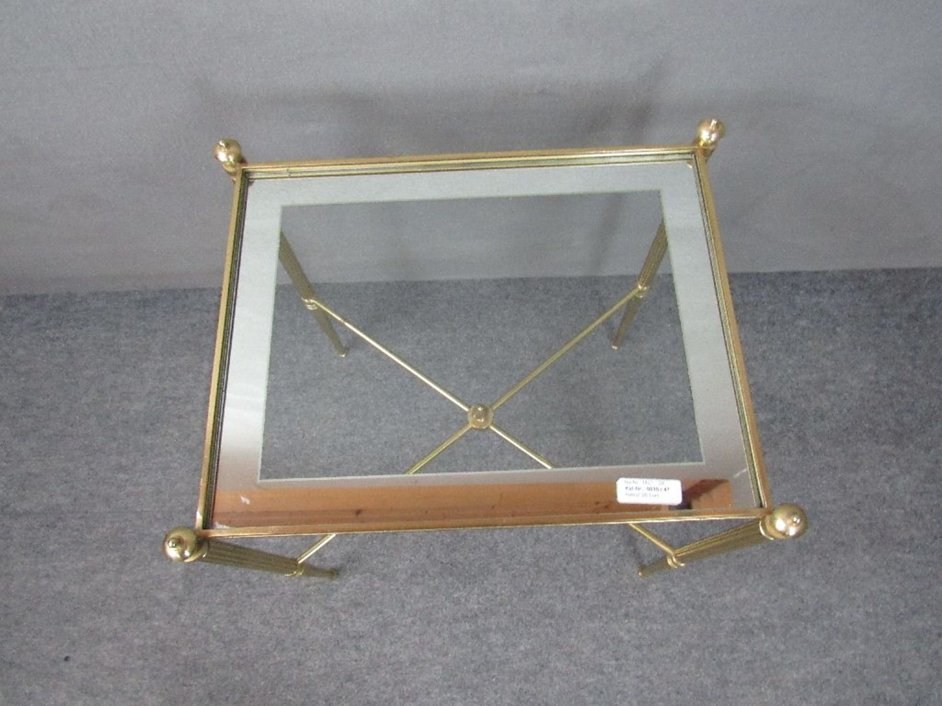 Kleiner Messingtisch Glasplatte mit Spiegel ca.50x40x56cm - Image 2 of 5