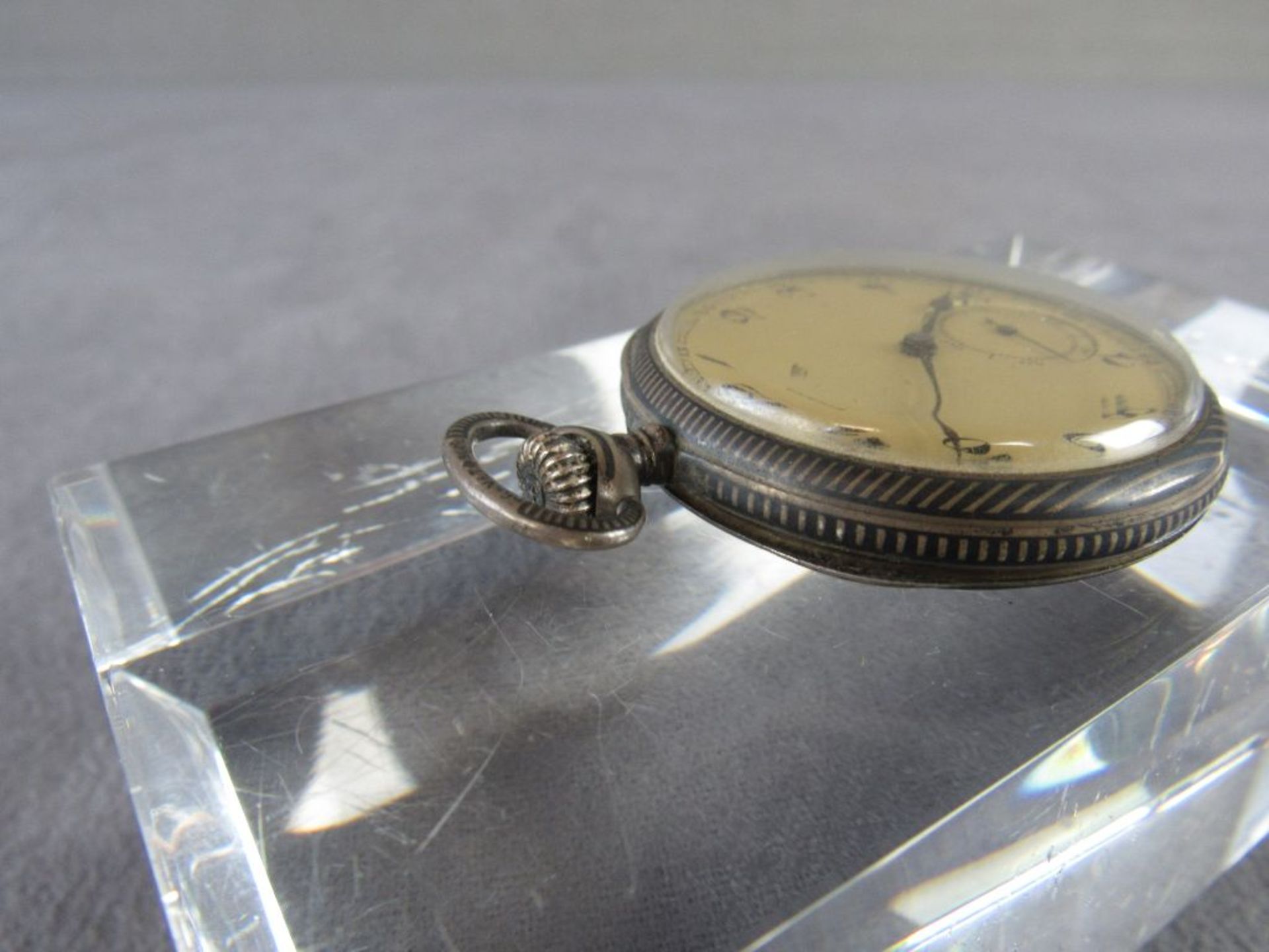 Herrentaschenuhr Art Deco Eterna läuft an 800er Silber - Bild 3 aus 7