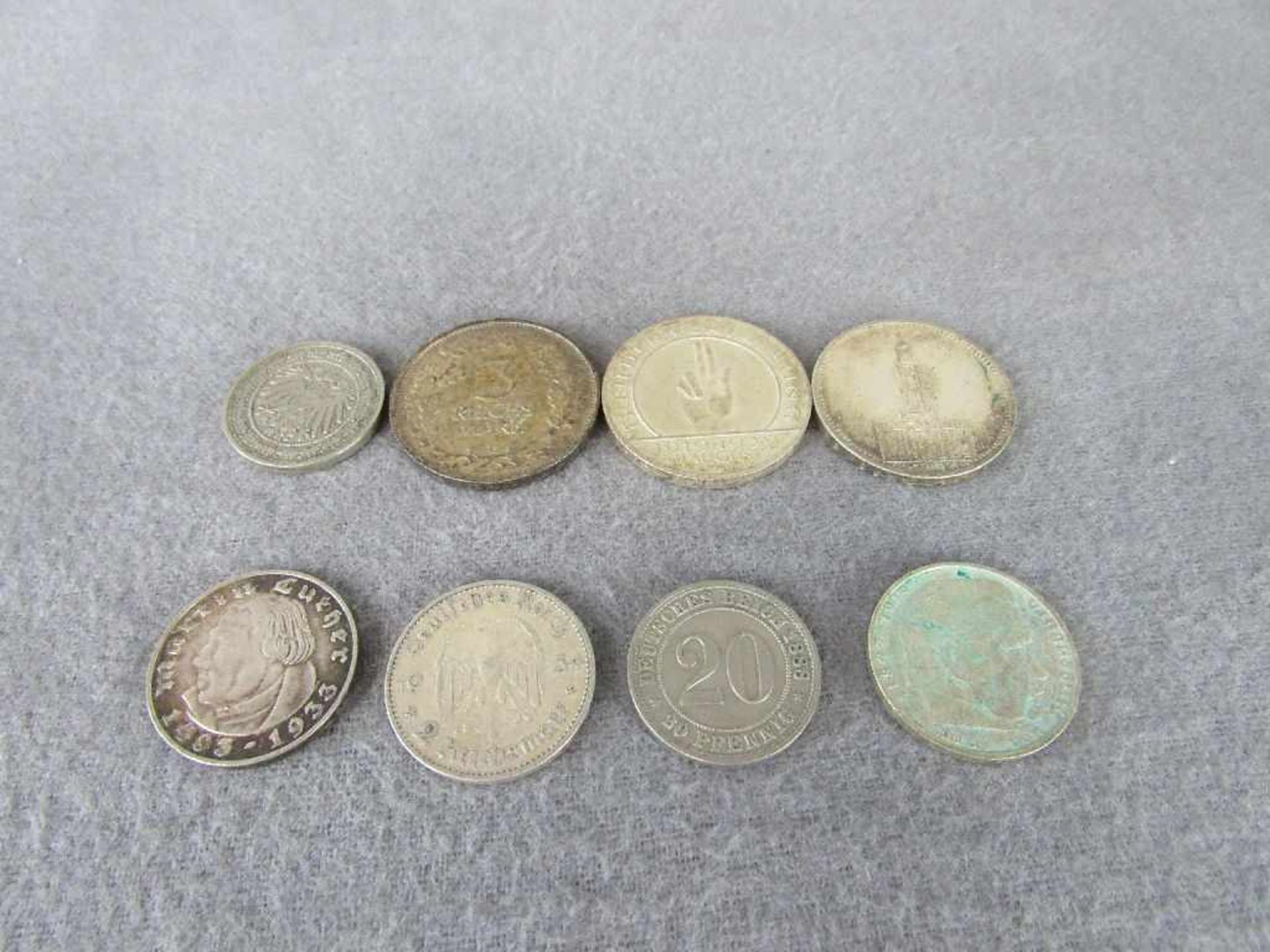 Diverse Silbermünzen Deutsches Reich und 20 Pfennig Stück 19. Jahrhundert