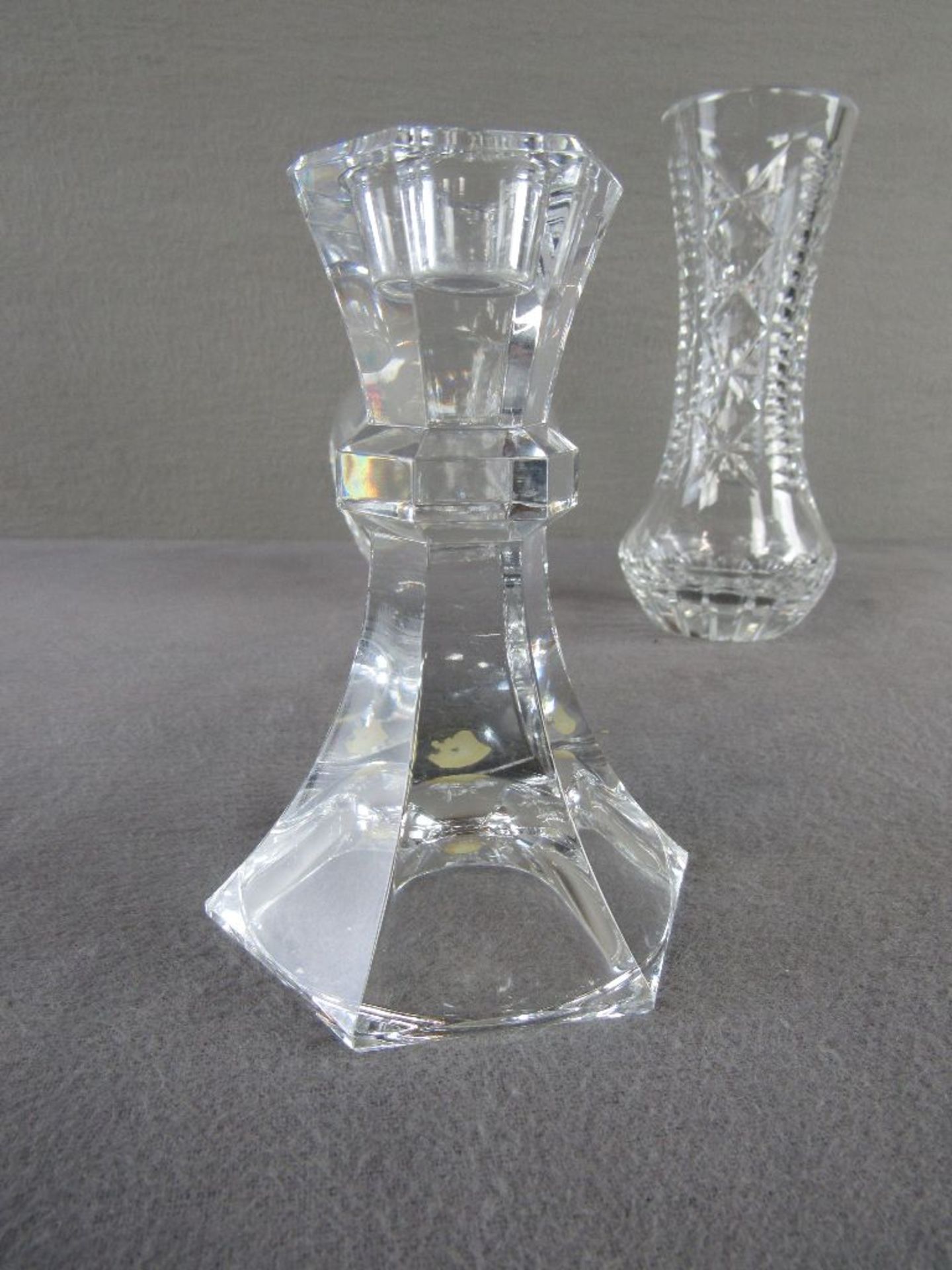 Konvolut schweres Bleikristall Kerzenständer Höhe:12,5cm Vase Höhe:18,5cm Vase Höhe:18cm - Bild 3 aus 5