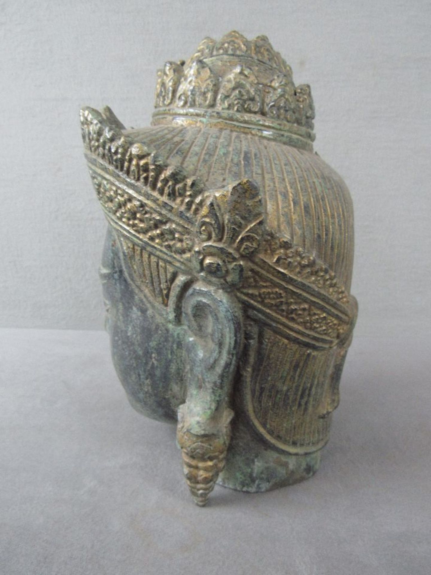 Bronzebüste asiatisch Khmer sehr schönes Objekt Höhe:31cm - Image 2 of 10