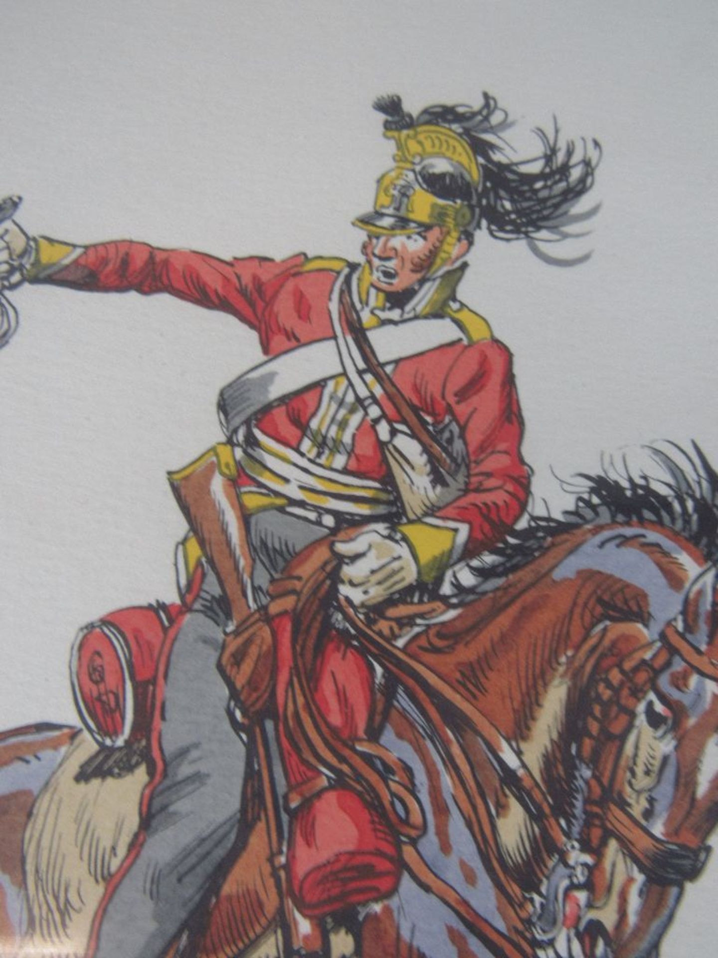 Colorierte Grafiken 5 Stück militärisch historische Darstellung mit original Bleistiftsignatur des - Image 3 of 6
