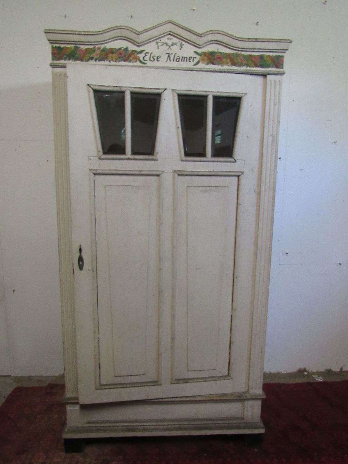 Kleiner Jugendstil Weichholzschrank um 1900 eintürig zerlegbar 102x60x195cm