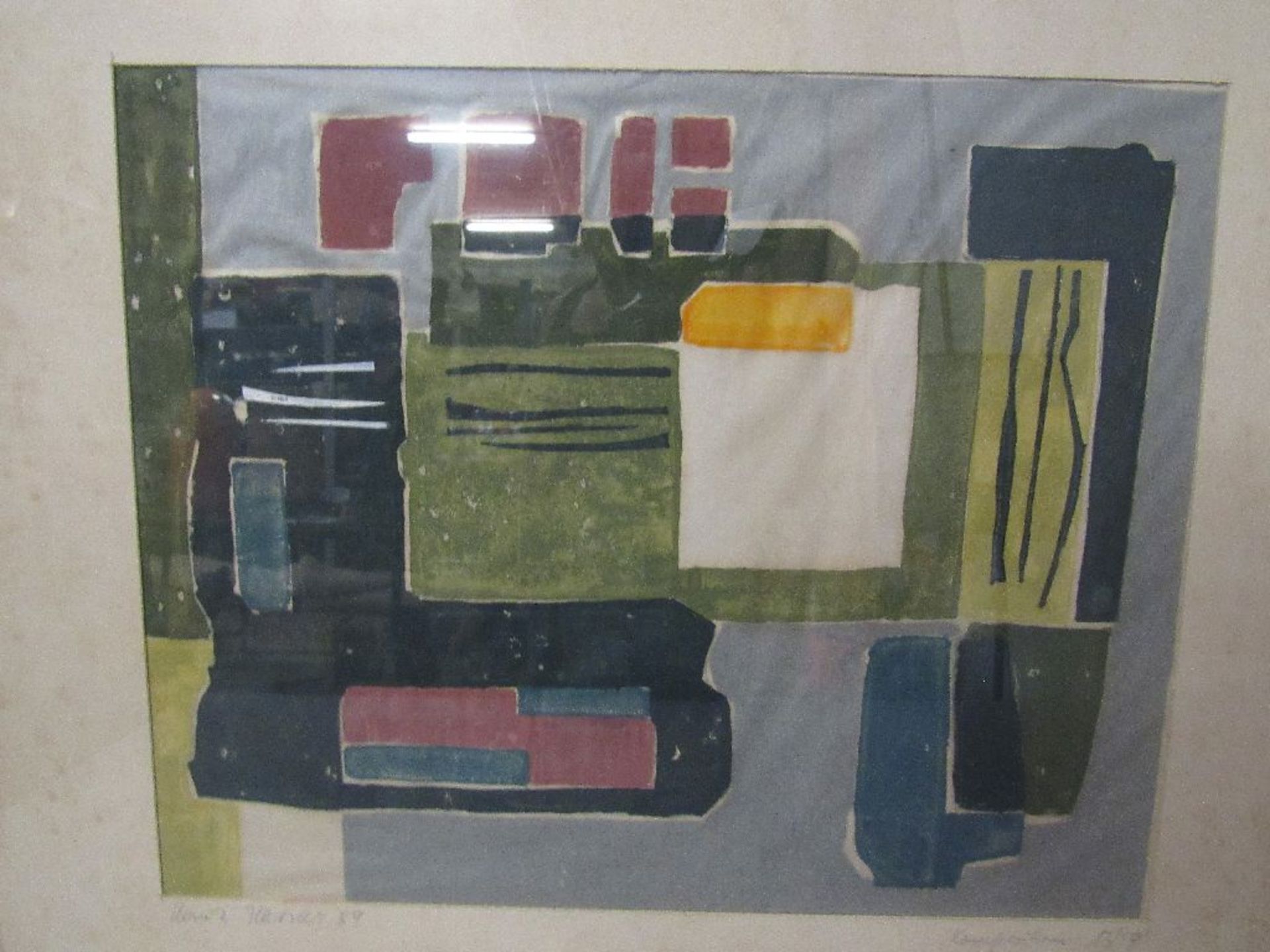 Bild von Heinz Nasner 1959 compositions 13/59 69,5x62cm Passepartout mit Stockflecken