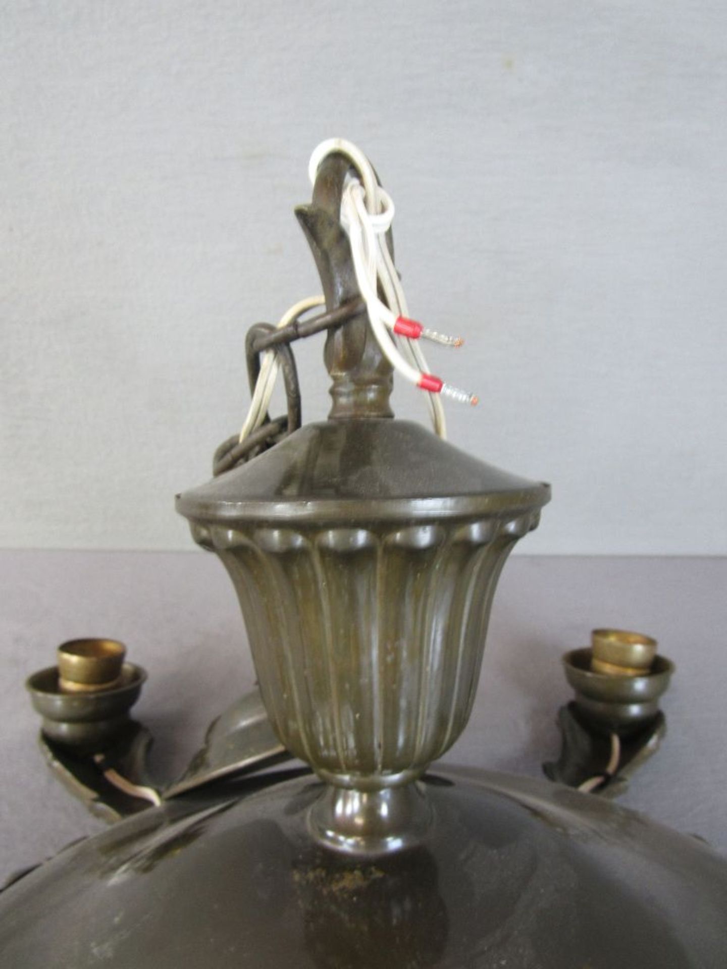 Deckenlampe teilweise Bronzeguß um 1920 fünfflammig Durchmesser 60cm - Image 4 of 5