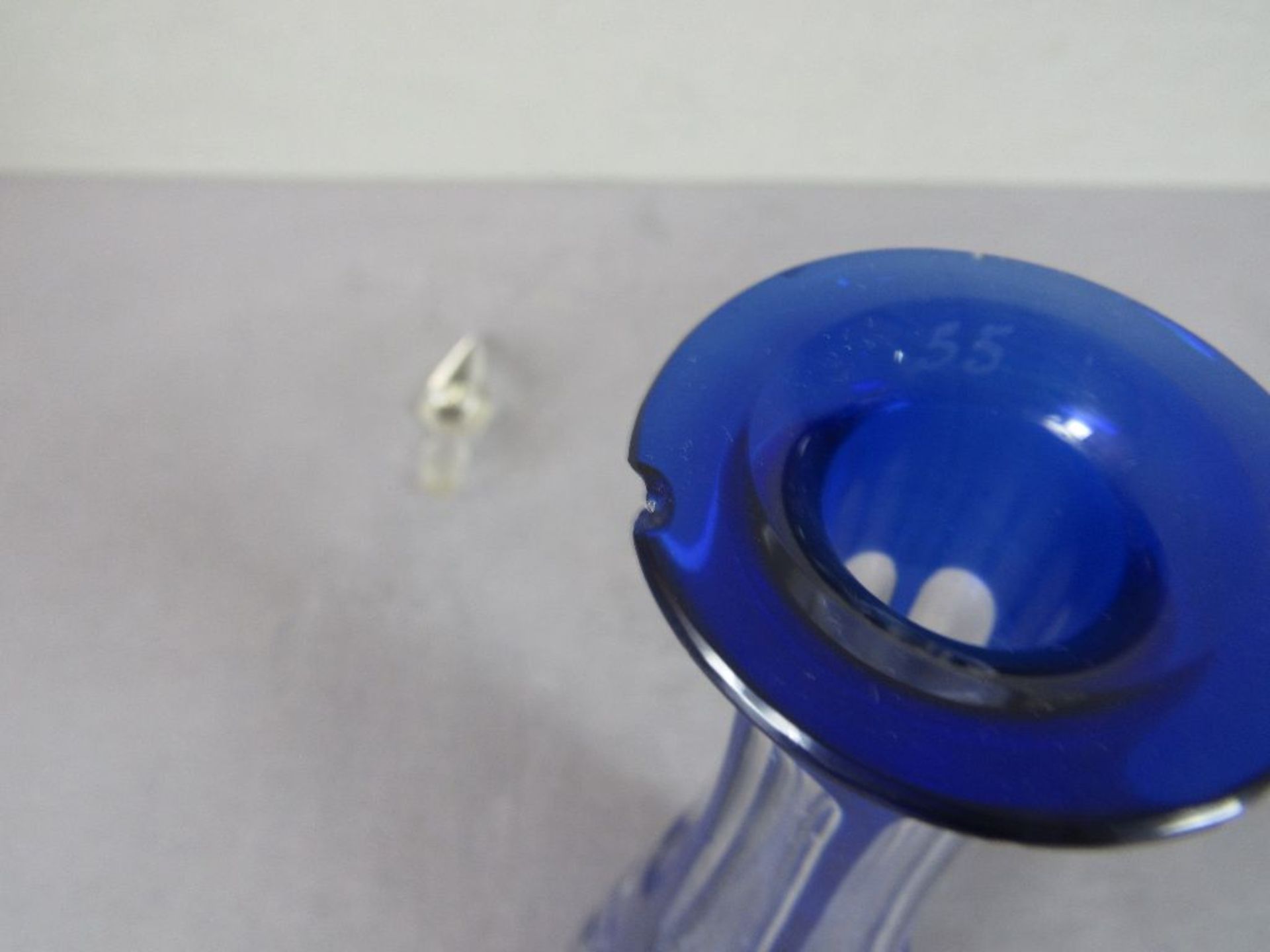 Kristallglas Karaffe Bleiglas blauklar 41,5cm hoch - Bild 4 aus 4