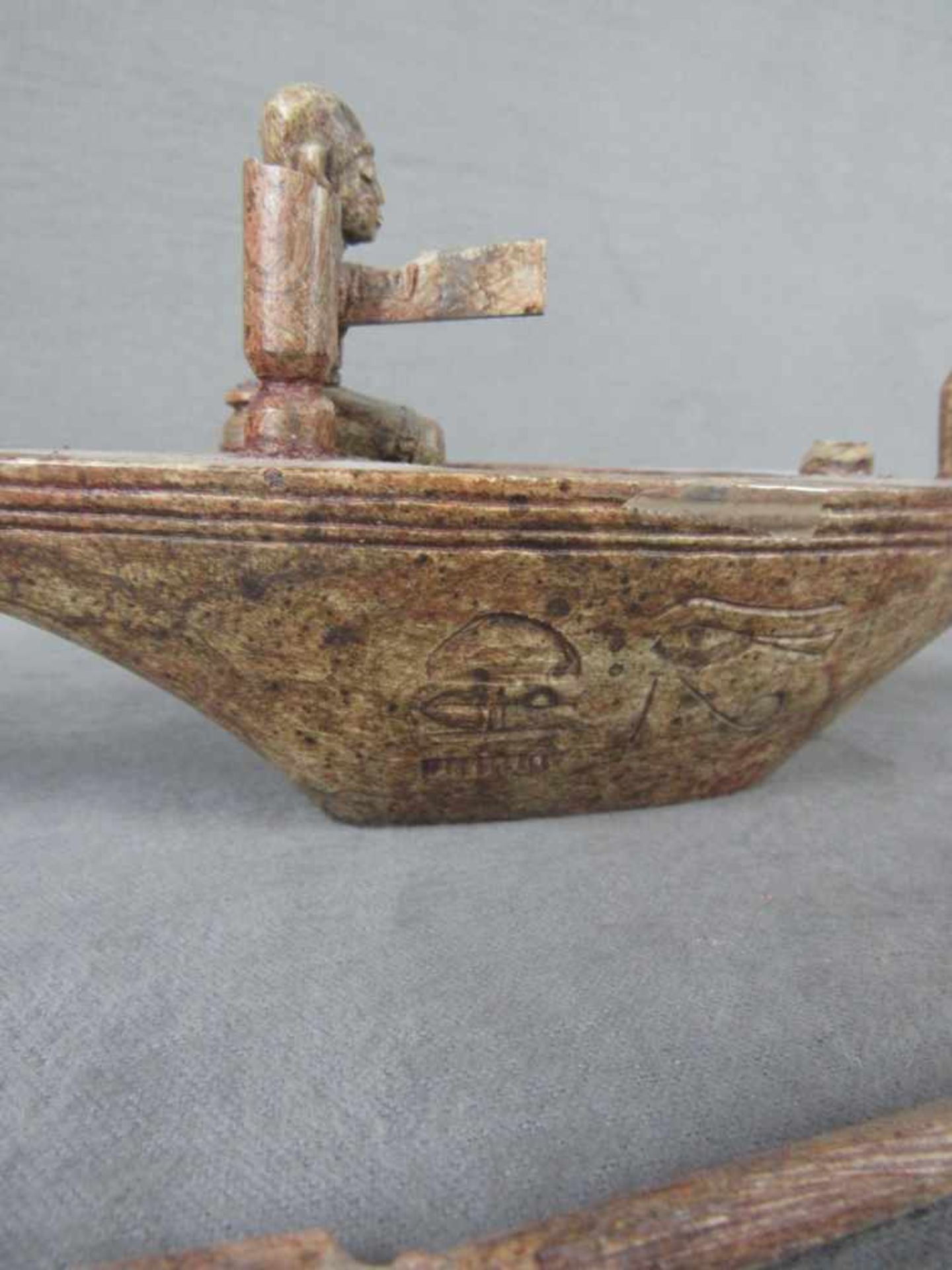 Skulptur ägyptisch Schiff Stein Bruchstellen Teile anbei - Bild 6 aus 7