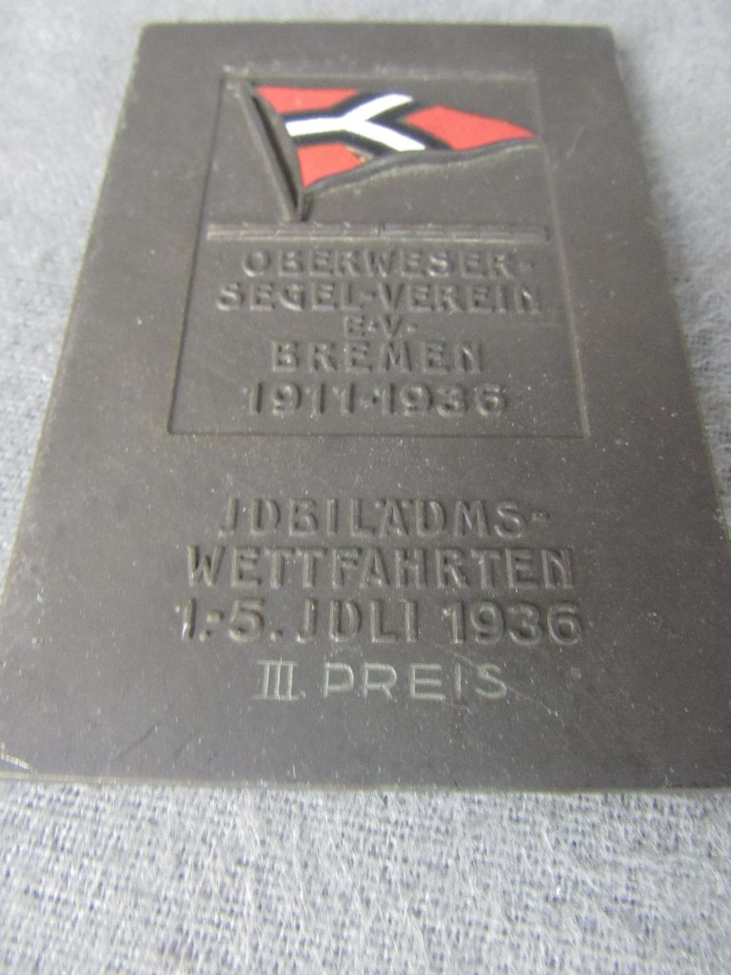 Bronzeplakette 3. Reich dritter Preis Bremen 9x6cm - Image 2 of 4