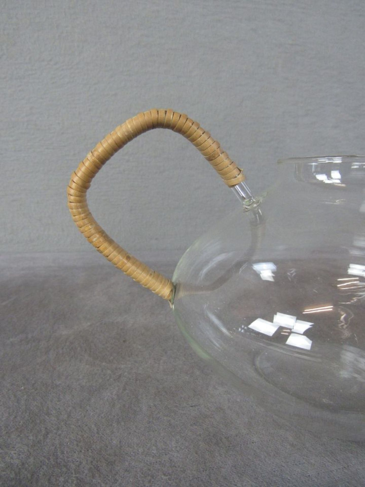 Jenaer Glas Teekanne mit Einsatz wohl Wagenfeld Höhe:14,5cm Breite:27cm Fassungsvermögen: 1 Liter - Bild 7 aus 8