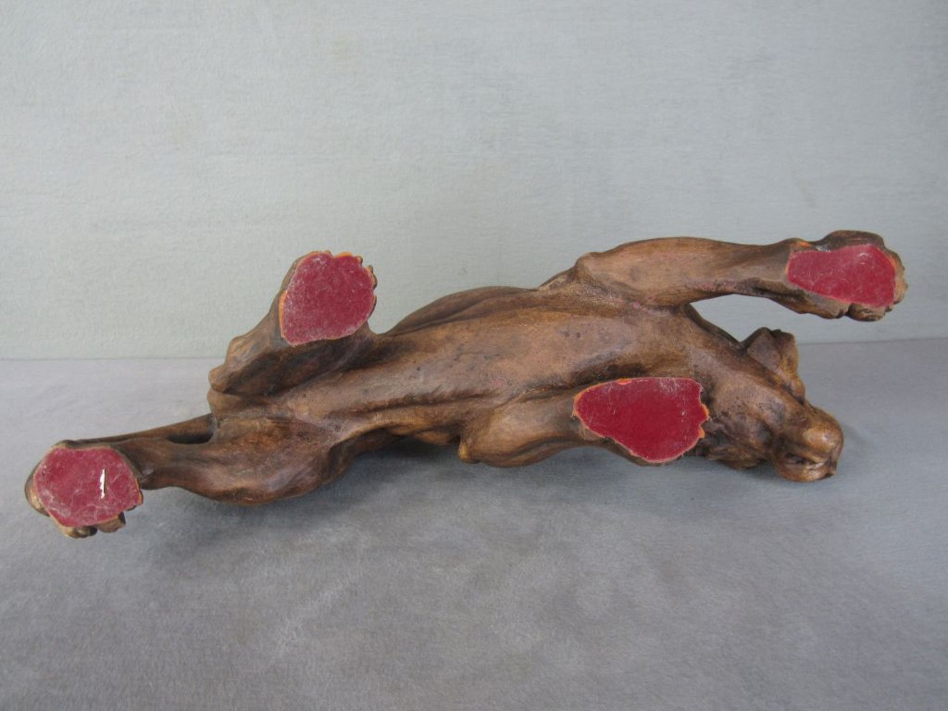 Holzskulptur geschnitzt angreifender Tiger ca.56cm lang - Bild 6 aus 6