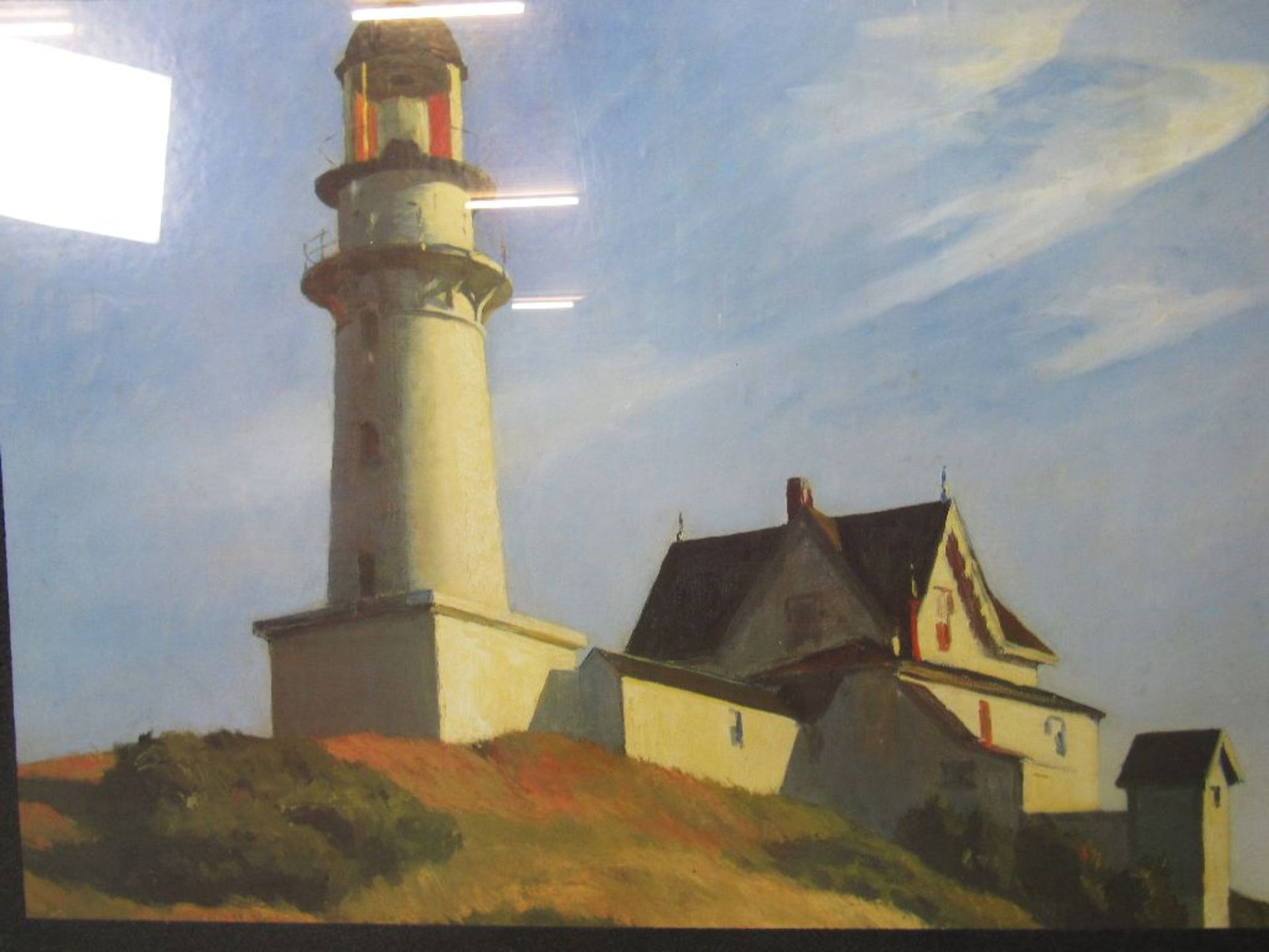 Gemälde Leuchtturm evtl Kunstdruck gerahmt 76x107cm