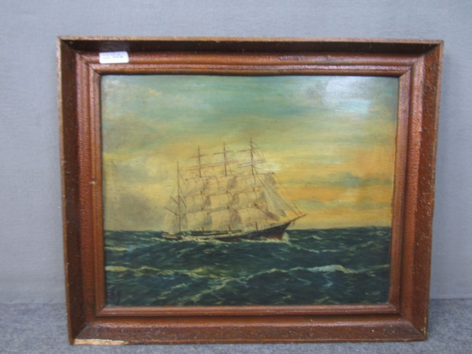 Ölgemälde Öl auf Holz Darstellung Dreimaster Segelschiff 67x55cm - Bild 2 aus 4