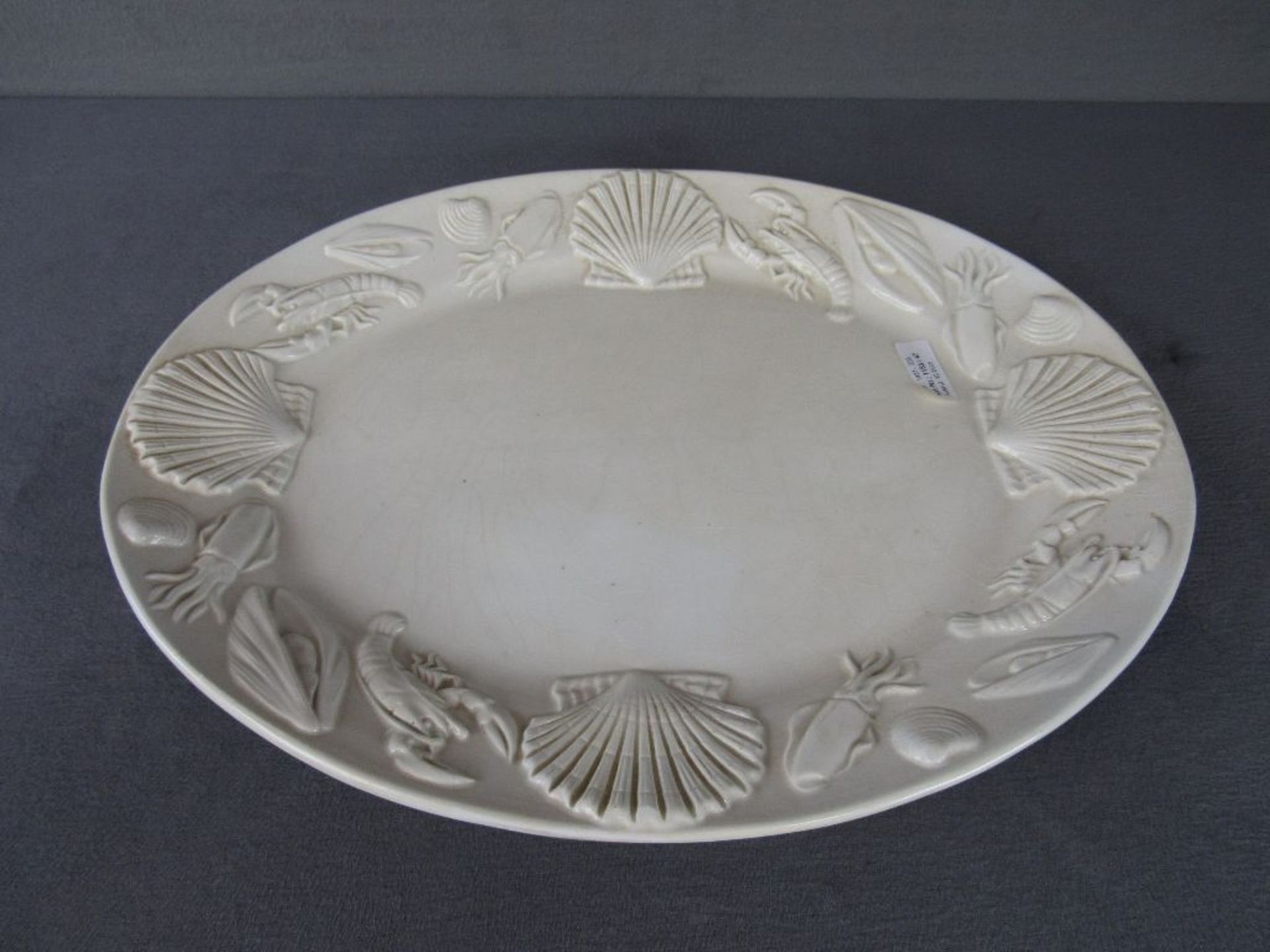 Große Meeresfrüchteplatte Dallmeyer lasierte Keramik Krustentierdekor 50x41cm