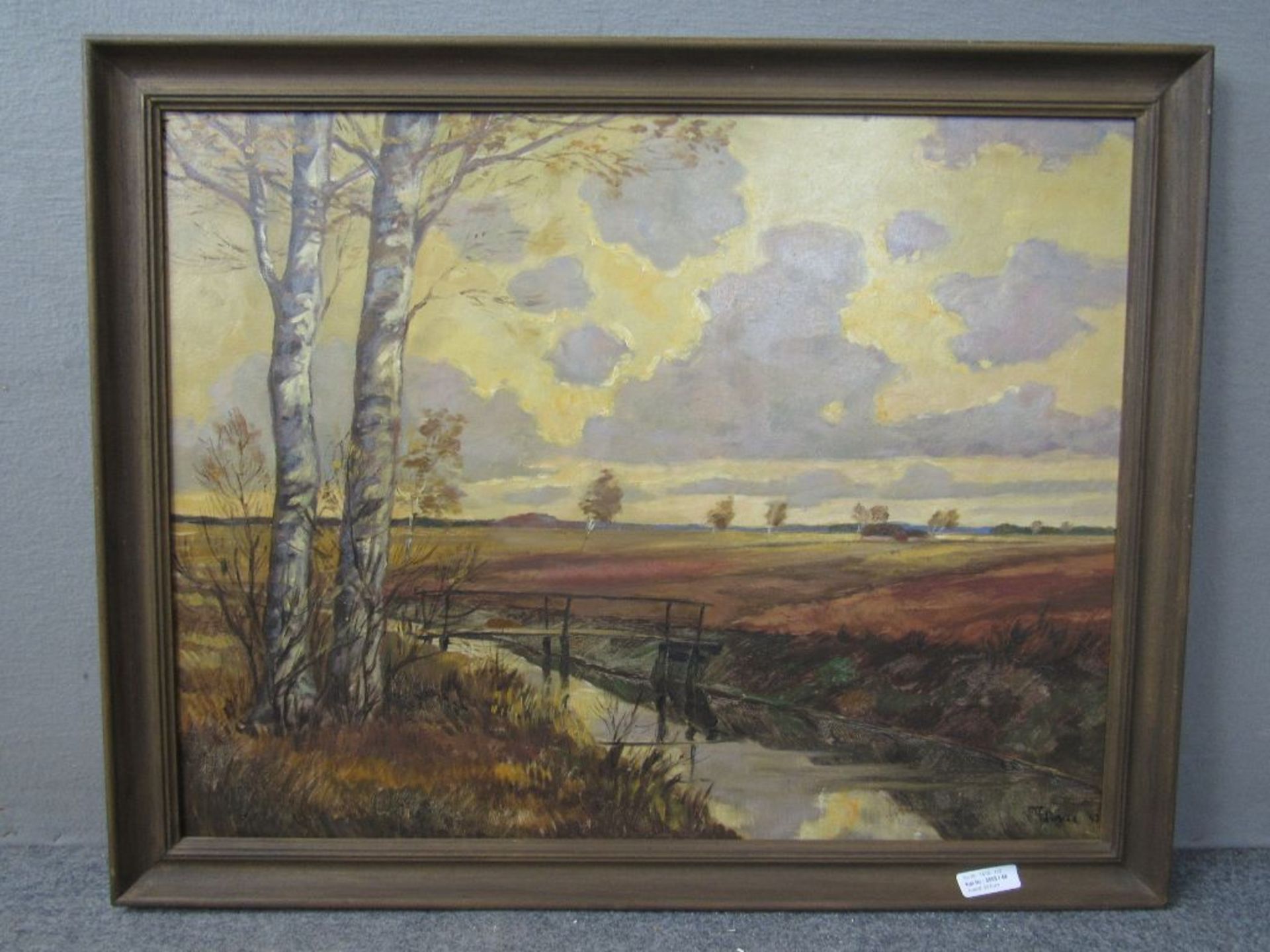 Ölgemälde Öl auf Holz Wümmewiesen mit der Wümme von Willi Fasse signiert 87x68cm - Bild 2 aus 6