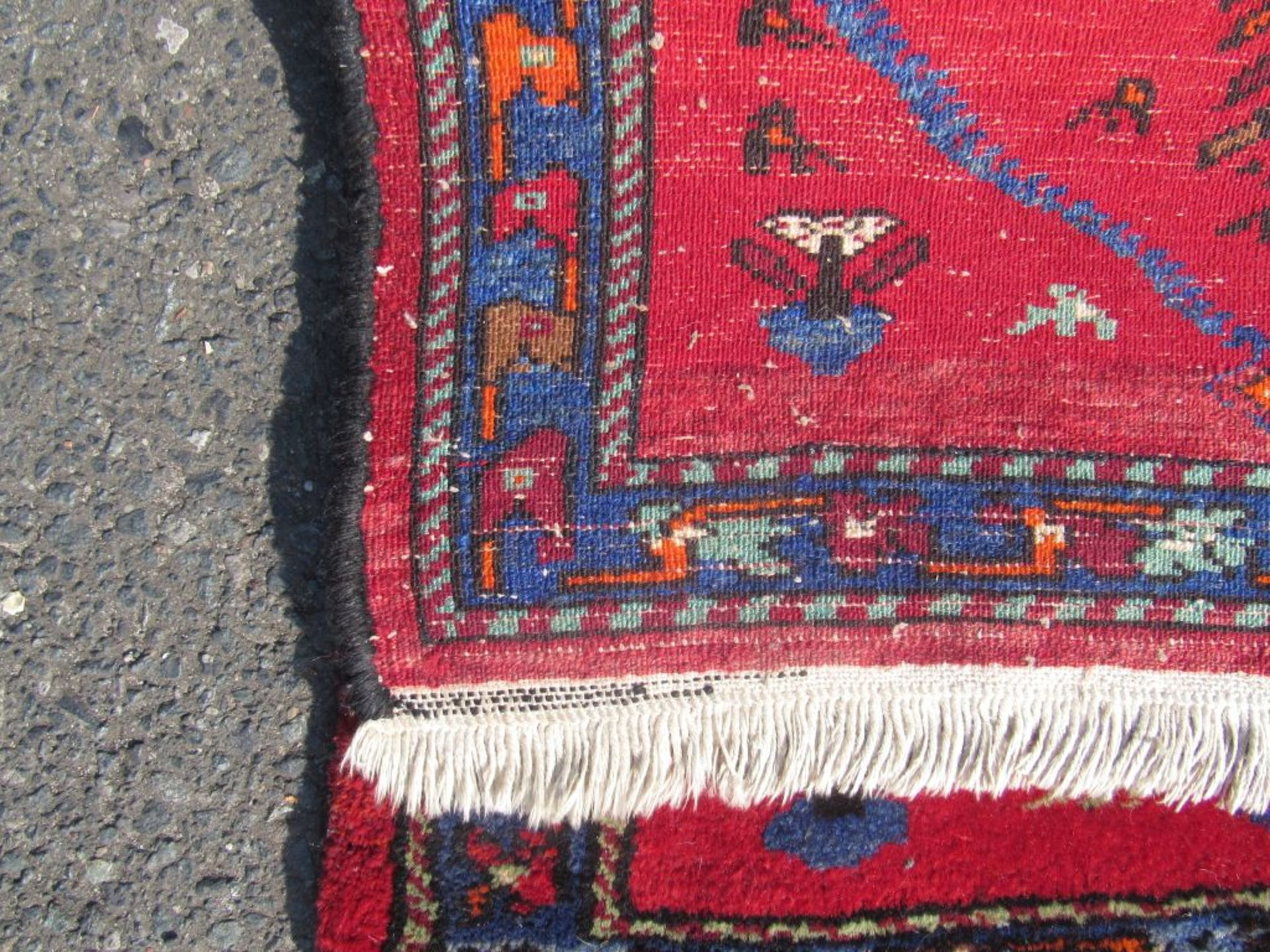 Antiker Teppich rotgrundig Orientteppich ca.64x87cm - Bild 4 aus 4