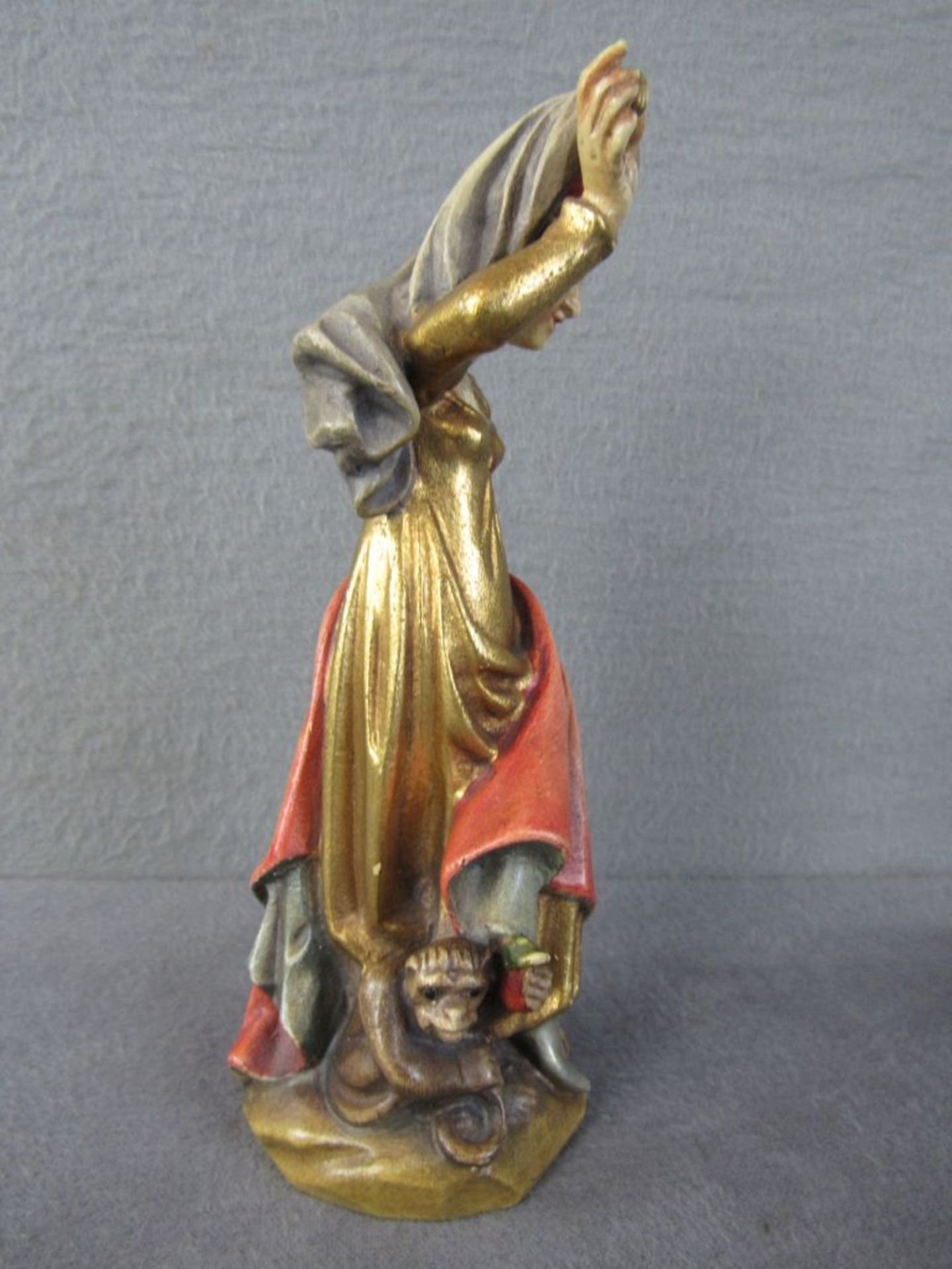 Geschnitzte gefasste Figur Holzskulptur Dame 18cm hoch - Image 2 of 6