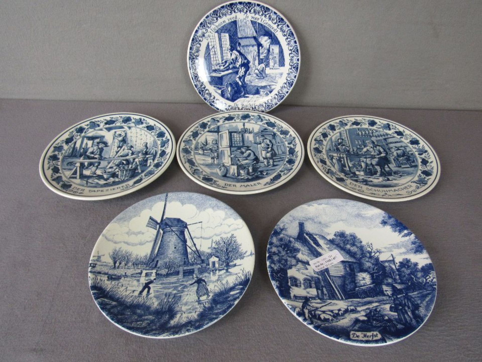 Wandteller Konvolut diverse Hersteller teilweise Delft Holland hier:sechs Stück 21 cm Durchmesser