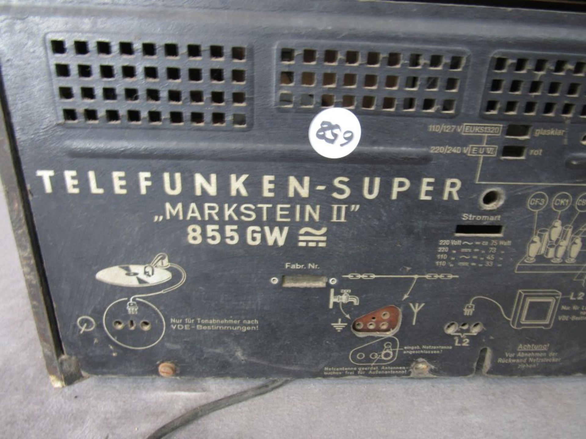 Röhrenradio Telefunken Supermarkstein 2 855GW 65x27x30cm um 1938 - Bild 5 aus 6