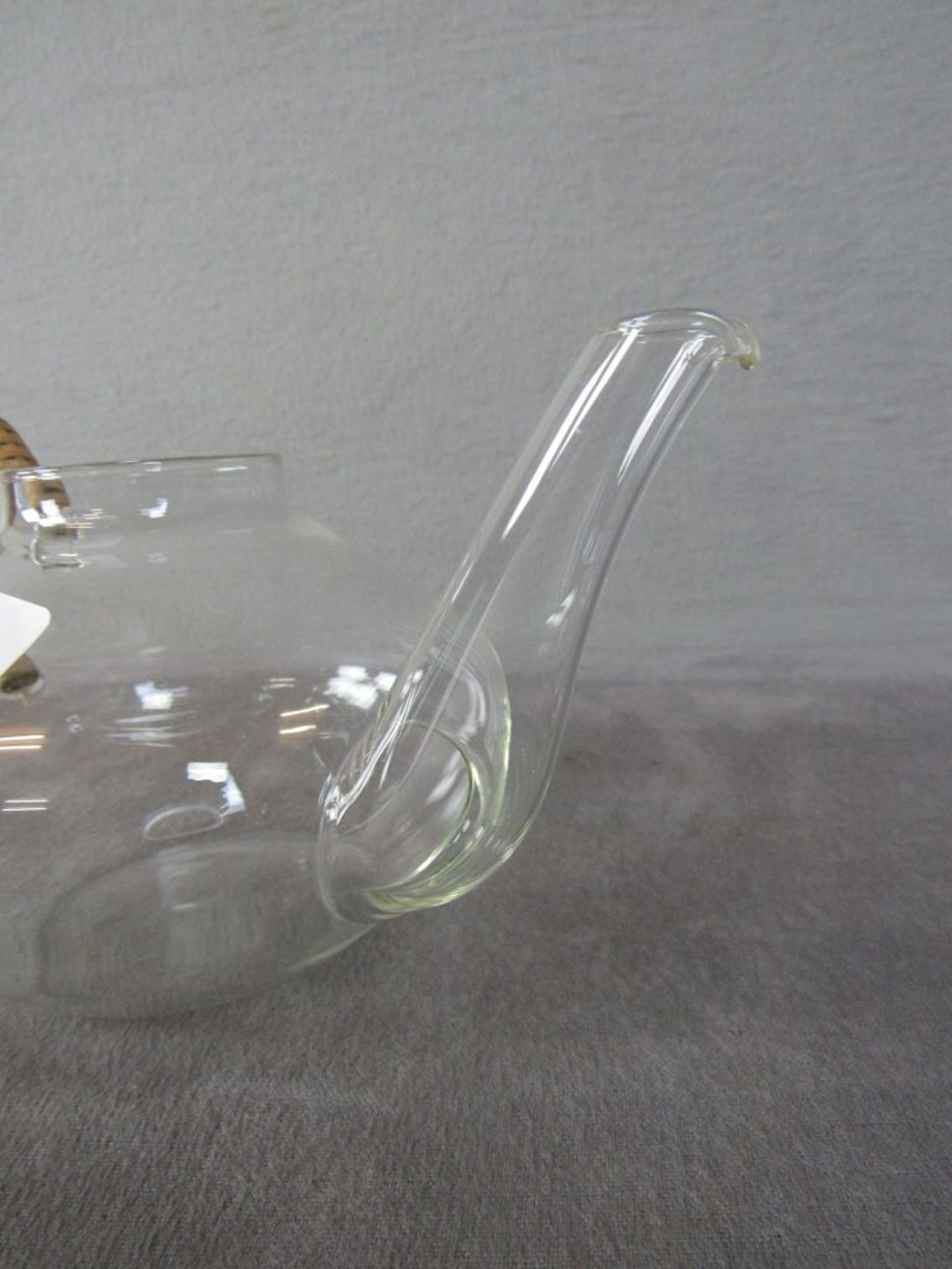 Jenaer Glas Teekanne mit Einsatz wohl Wagenfeld Höhe:14,5cm Breite:27cm Fassungsvermögen: 1 Liter - Bild 8 aus 8