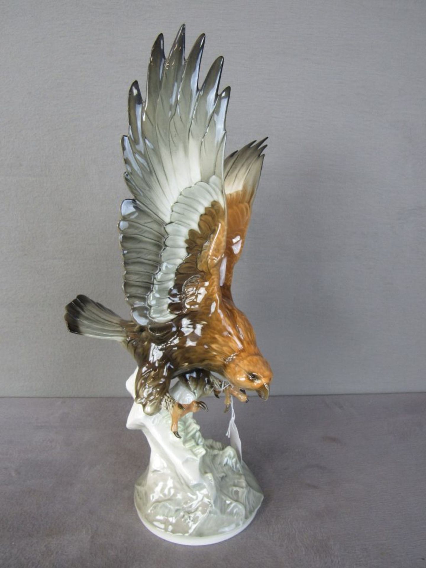 Porzellanfigur Steinadler Hutschenreuther Selb Kunstabteilung 1955-1969 44cm hoch Entwurf Karl