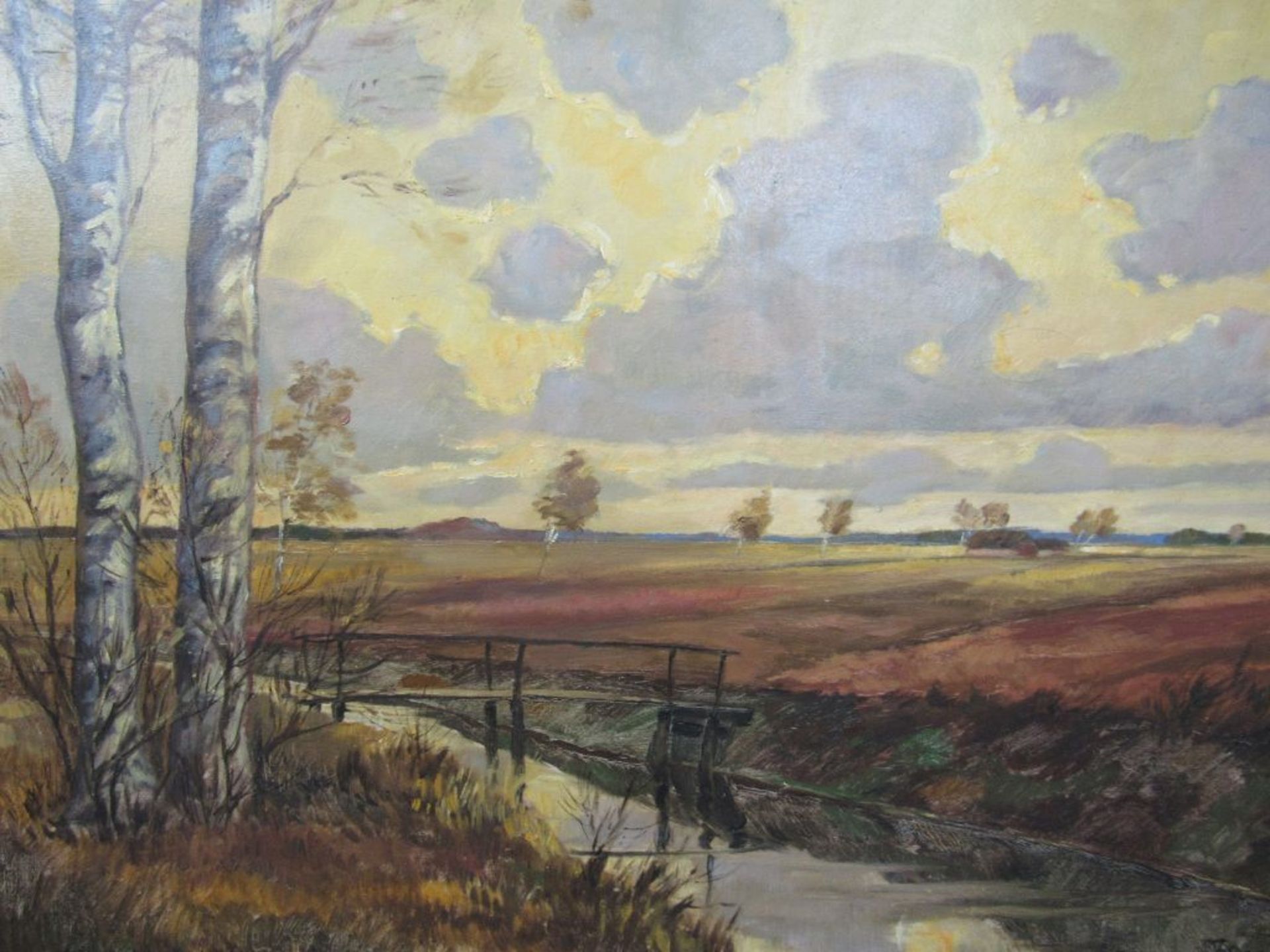 Ölgemälde Öl auf Holz Wümmewiesen mit der Wümme von Willi Fasse signiert 87x68cm