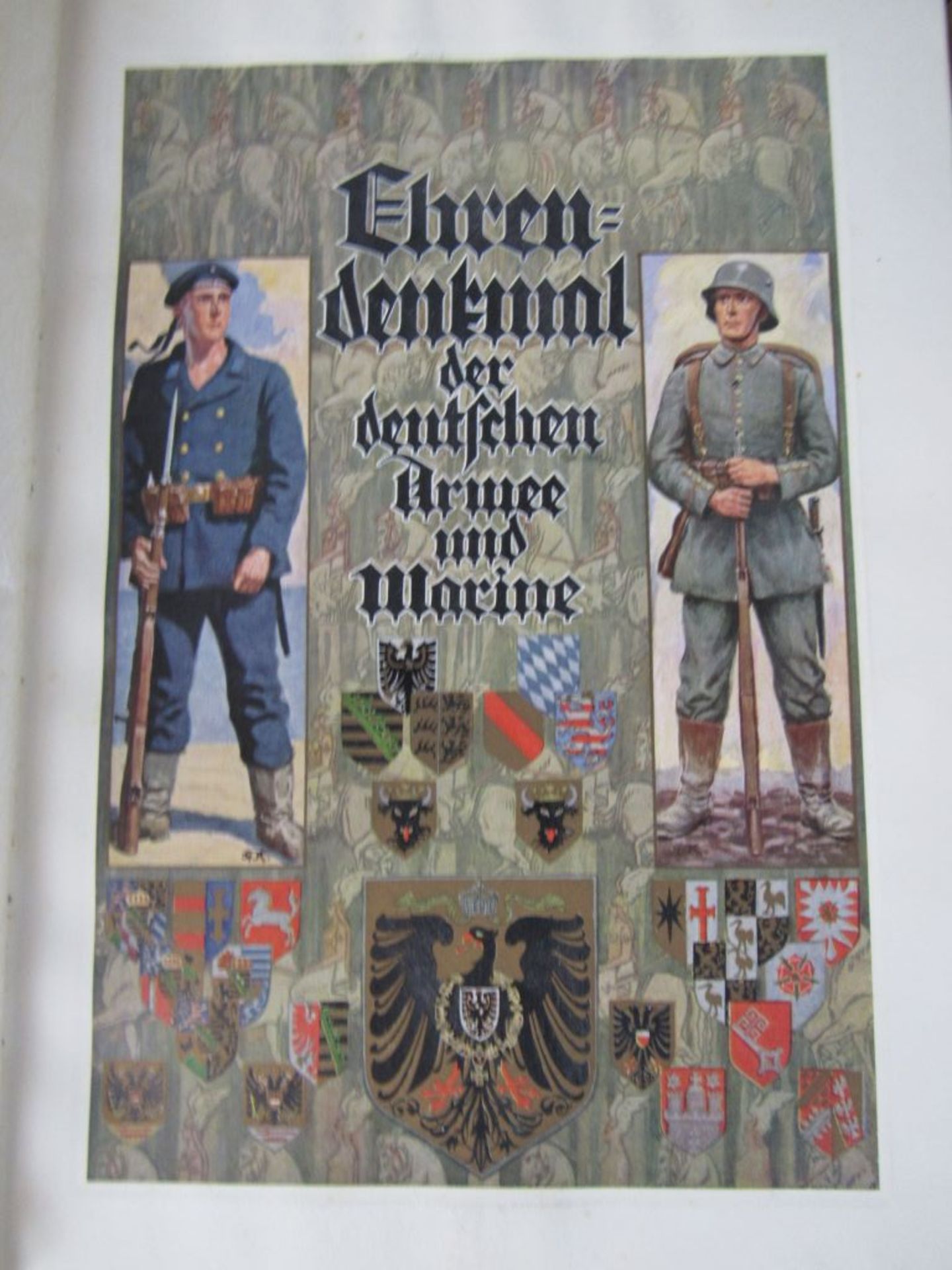 Antikes Buch Ehrendenkmal Armee Marine in original Schuber Prechtband sehr schöne colorierte - Bild 4 aus 7