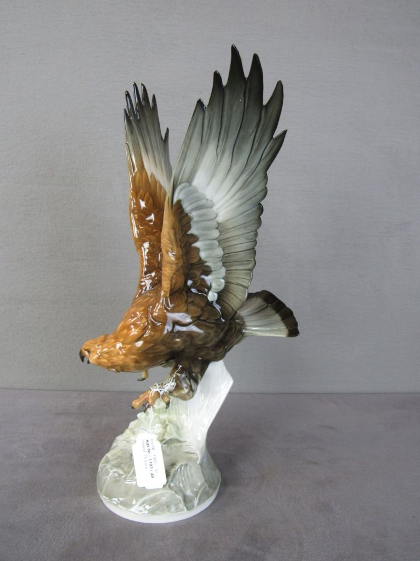 Porzellanfigur Steinadler Hutschenreuther Selb Kunstabteilung 1955-1969 44cm hoch Entwurf Karl - Bild 5 aus 10