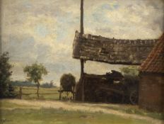 Willemsen, Willem Jan. 1866 - Arnhem - 1914Landschaft mit einer Scheune. Öl/Lwd., auf Holz