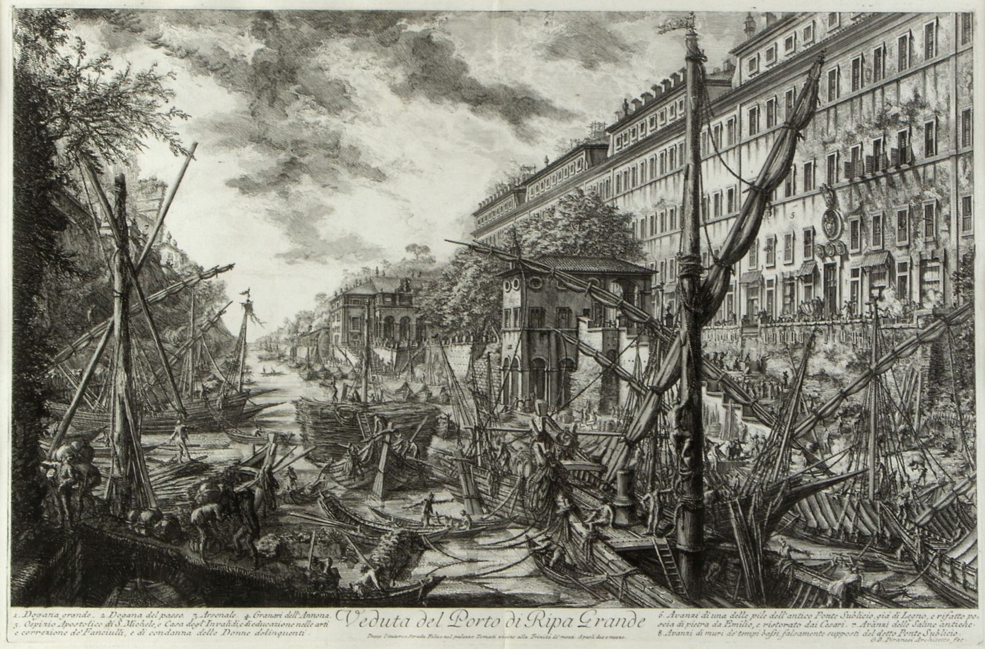 Piranesi, Giovanni-Battista. 1720 - Rom - 1778Veduta del Porto di Ripa Grande. Radierung. In der