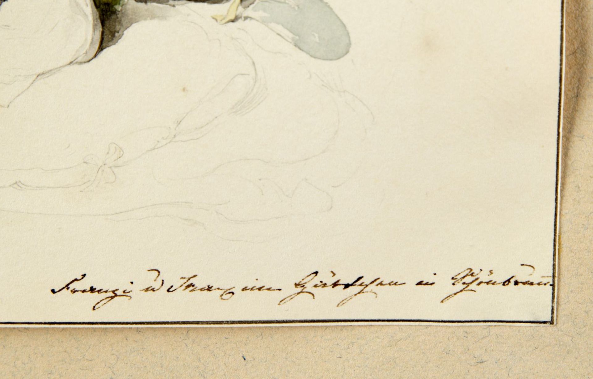 Fendi, Peter. 1796 - Wien - 1842Lorenz und Franz im Gärtchen in Wessobrunn (?). Aquarell über - Bild 3 aus 3