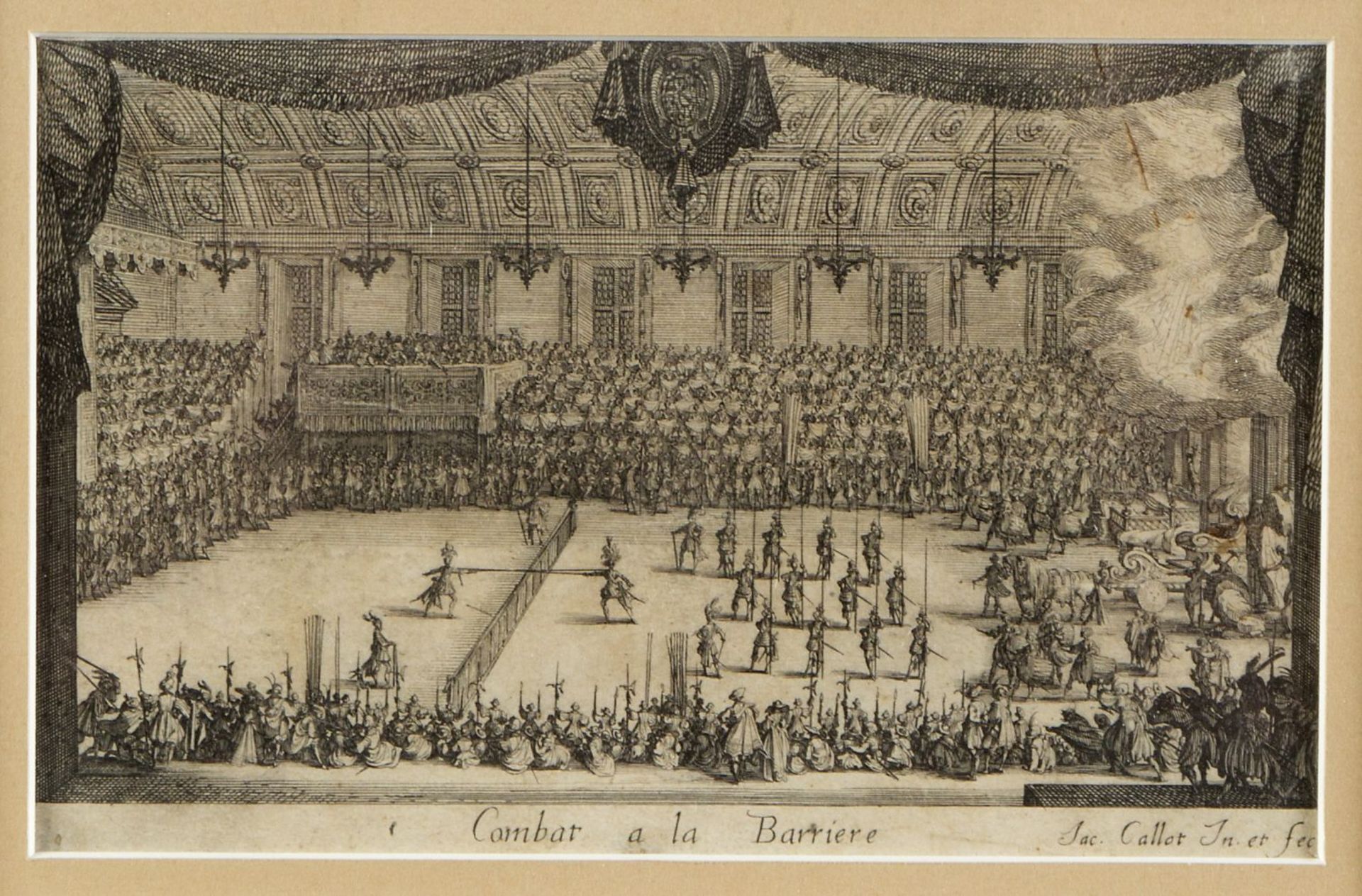 Callot, Jacques. 1592 - Nancy - 1635Combat a la Barriere. Radierung. 14 x 23 cm.