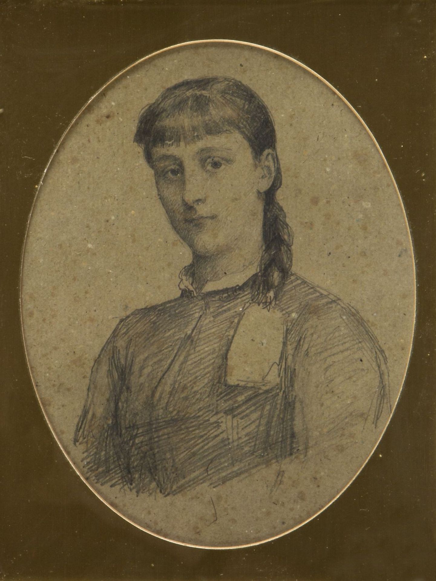 Deutsch, um 1900Brustbild einer jungen Frau. Bleistiftzeichn. 20 x 15 cm.