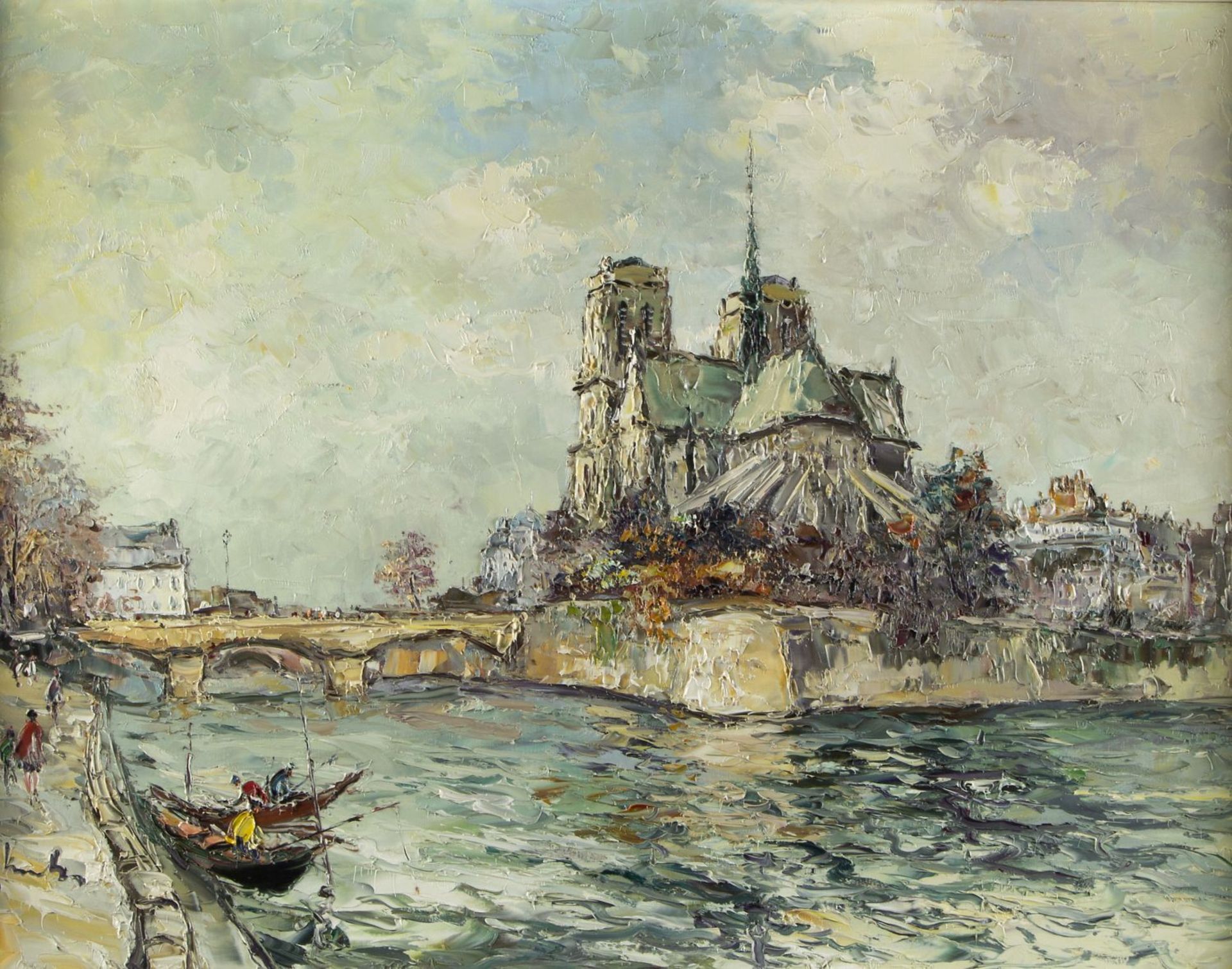 Lentz, J.Notre Dame de Paris. Öl/Lwd. Sign. 60 x 80 cm. Gerahmt.