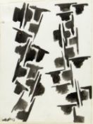 Lüpertz, Markus. 1941 LiberecKomposition. Aquarell. Sign. 37 x 25 cm. Das Papier ist oben am Rand
