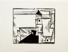 Feininger, Lyonel. 1871 - New York - 1956Gelbe Dorfkirche. Holzschnitt. 19 x 22,5 cm. Verso mit